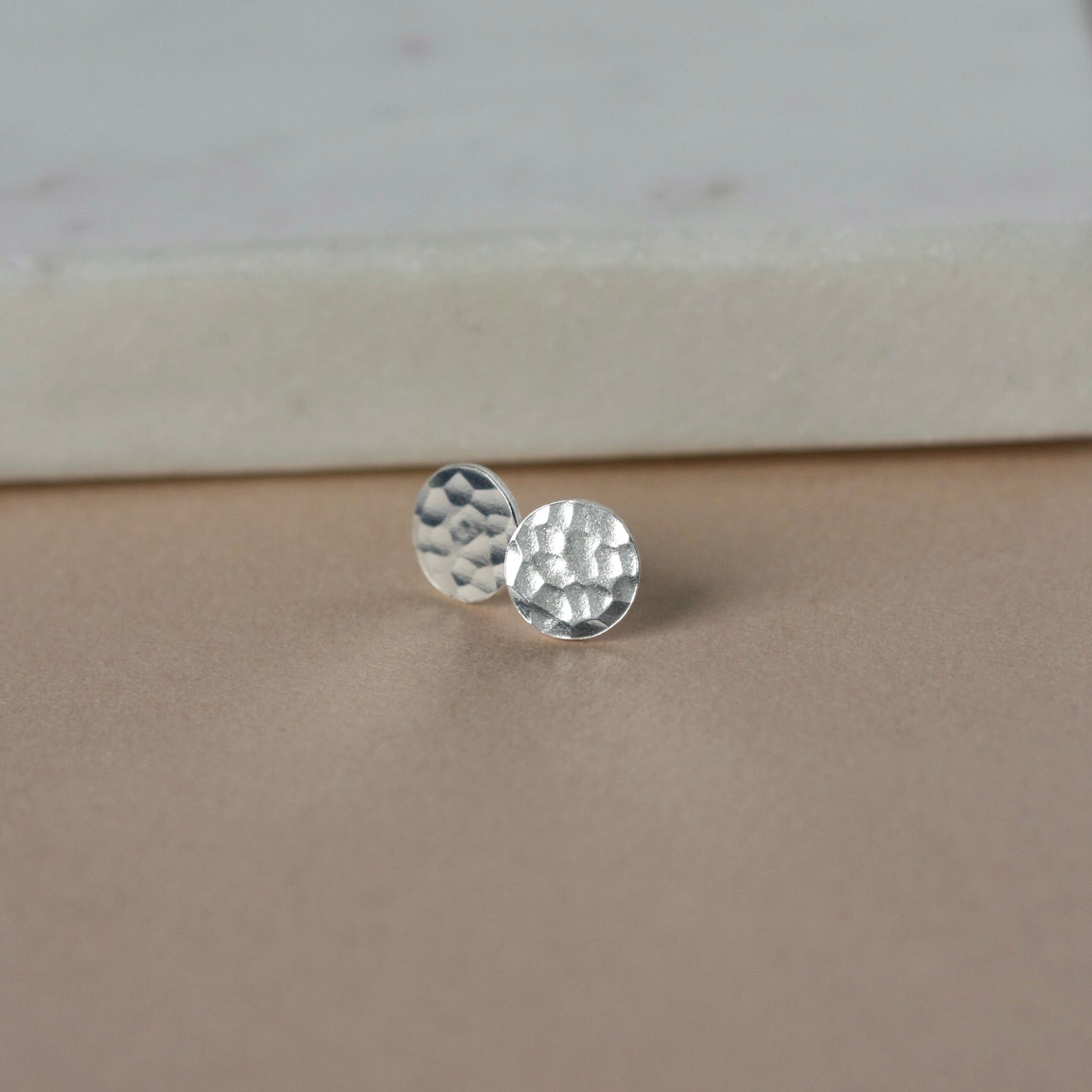 Small Hammered Silver Disc Studs