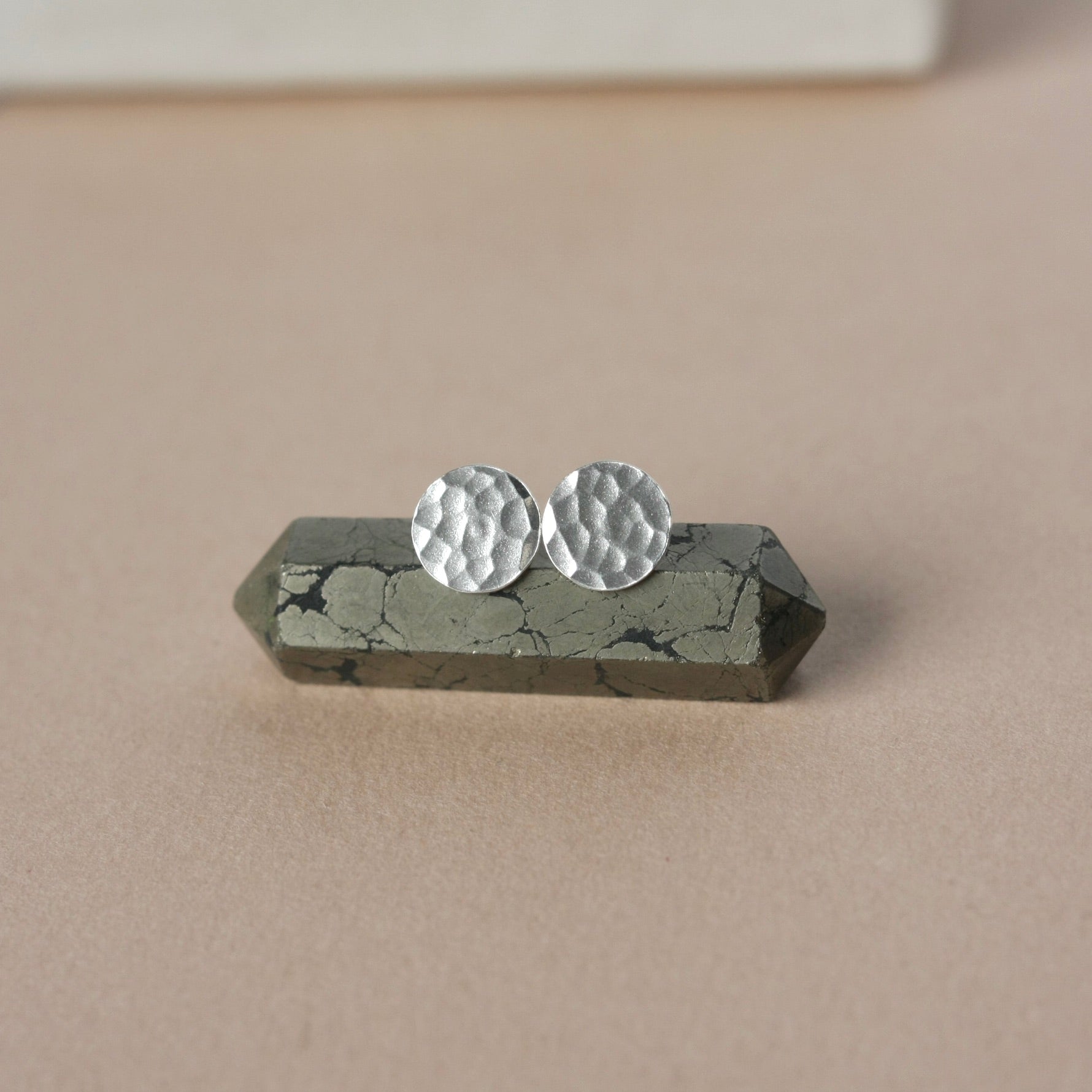 Small Hammered Silver Disc Studs