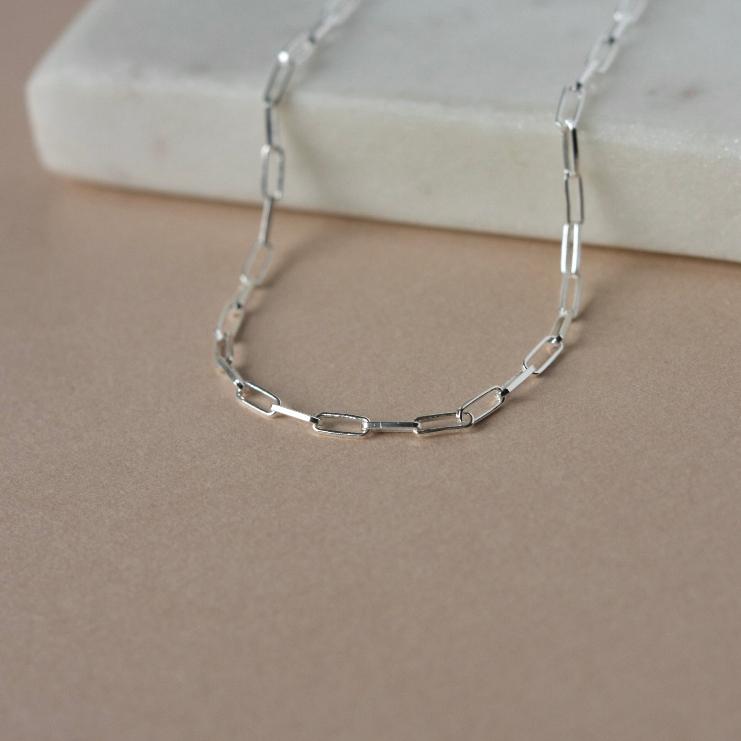 Small Silver Paper Clip Chain Necklace