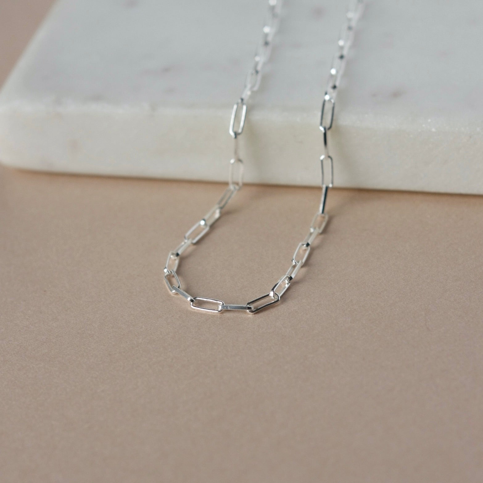 Small Silver Paper Clip Chain Necklace
