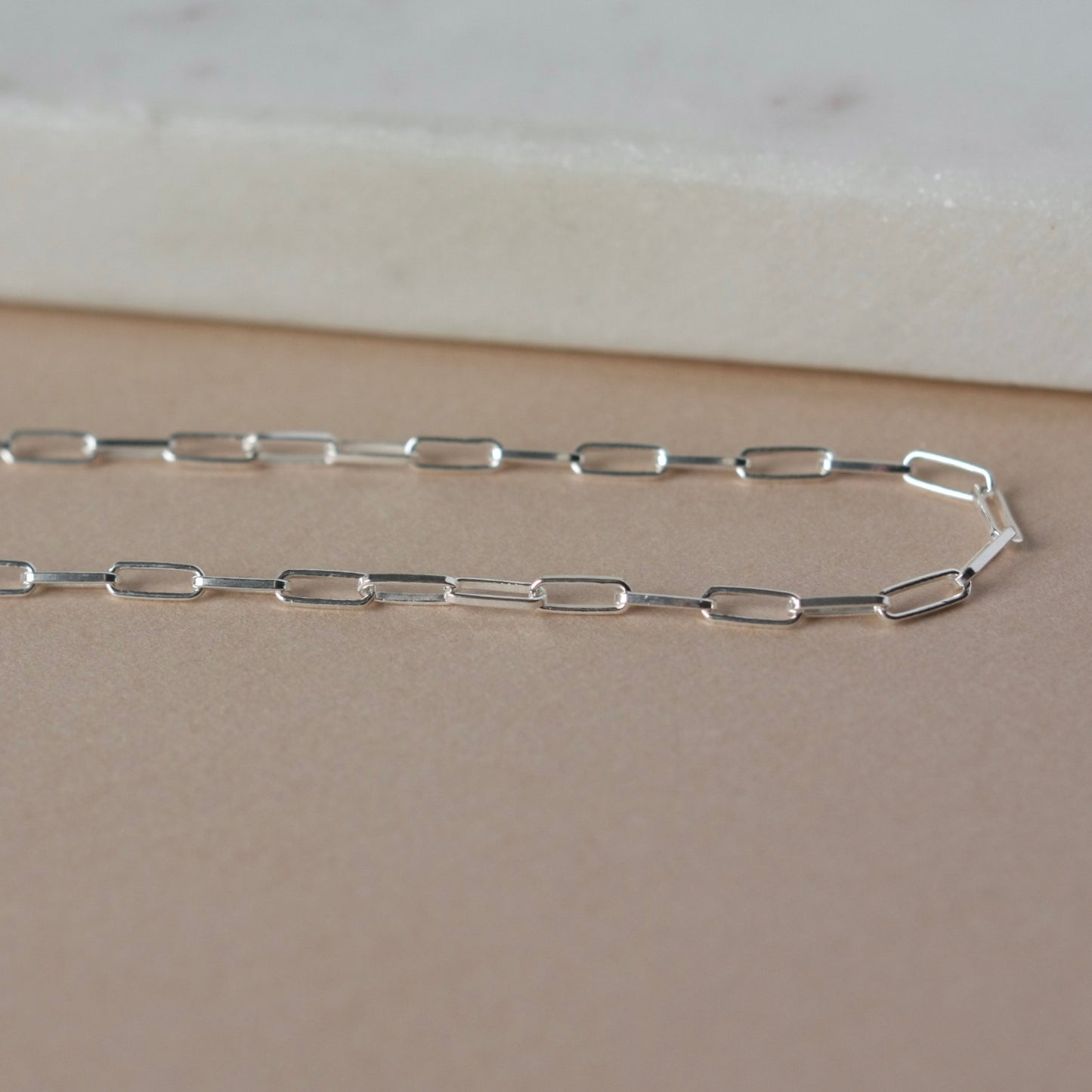 Small Silver Paper Clip Chain Necklace