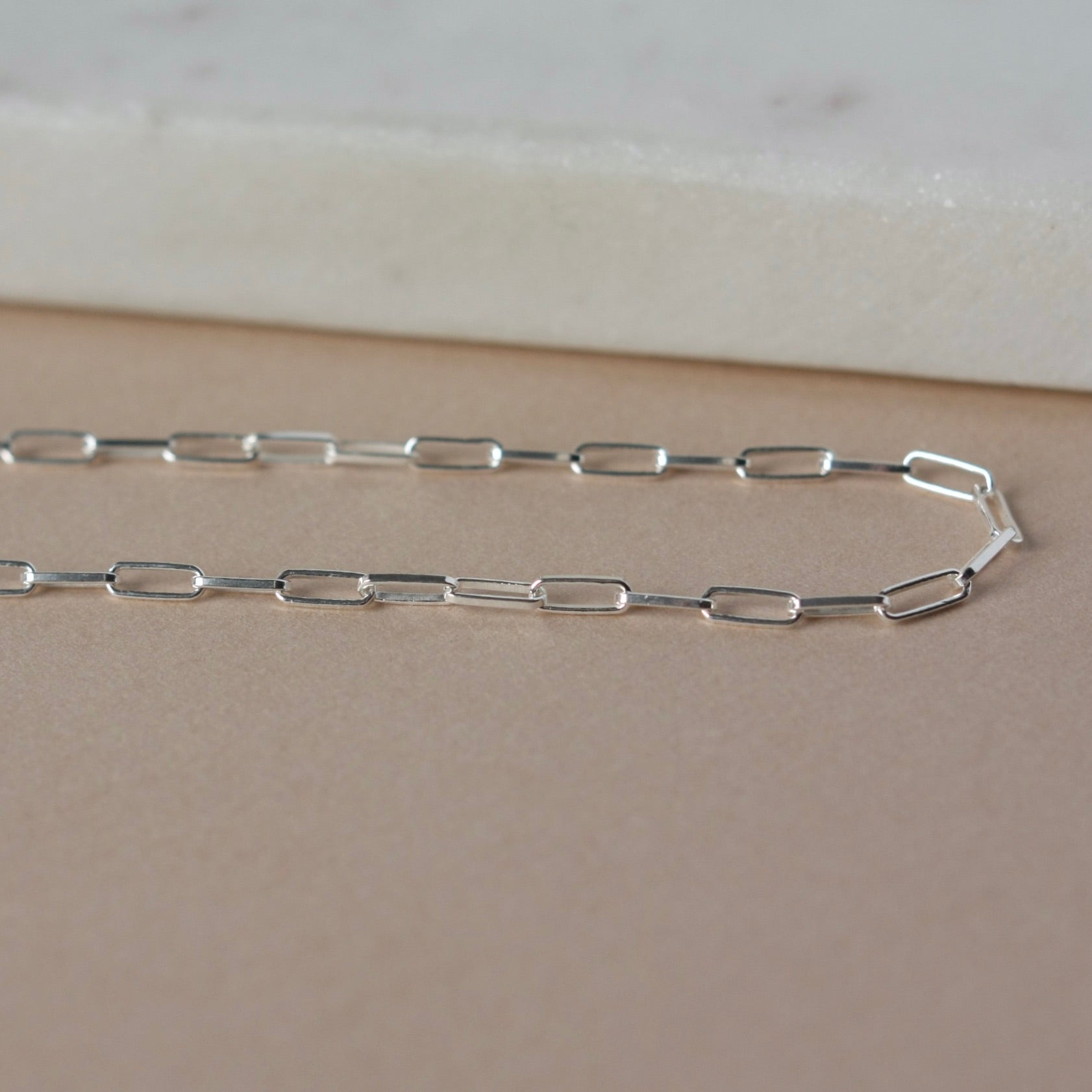 Small Silver Paper Clip Chain Necklace