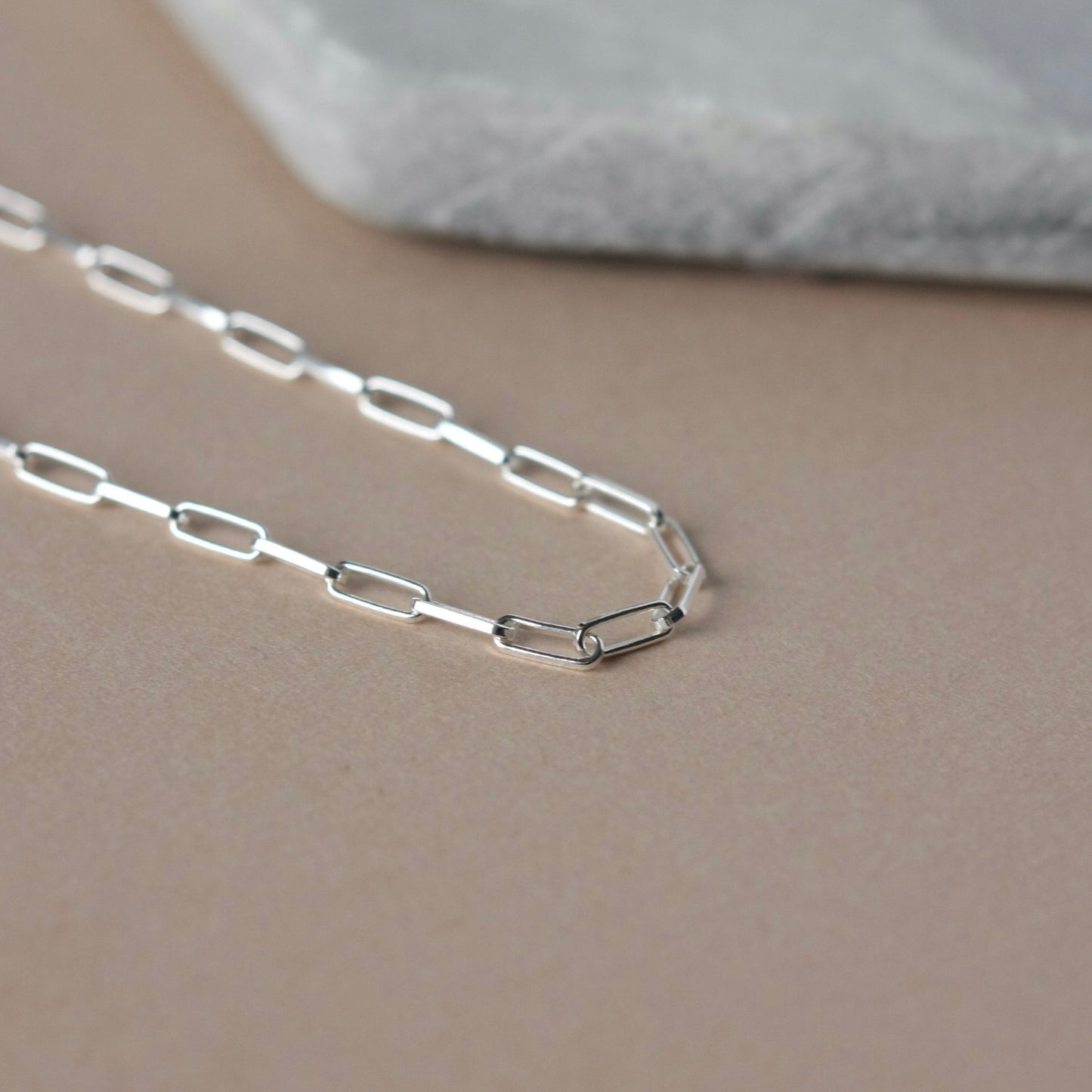 Small Silver Paper Clip Chain Necklace