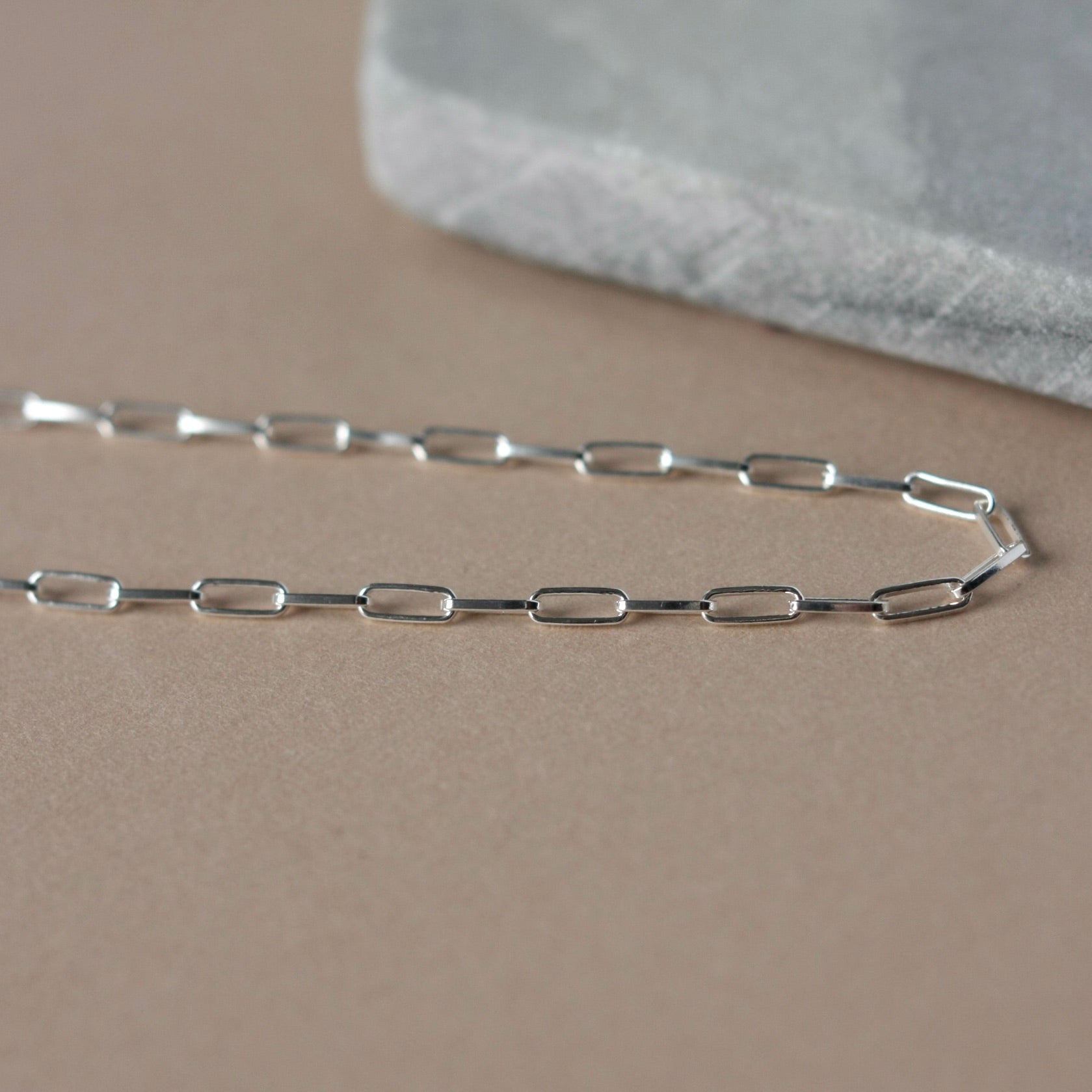 Small Silver Paper Clip Chain Necklace