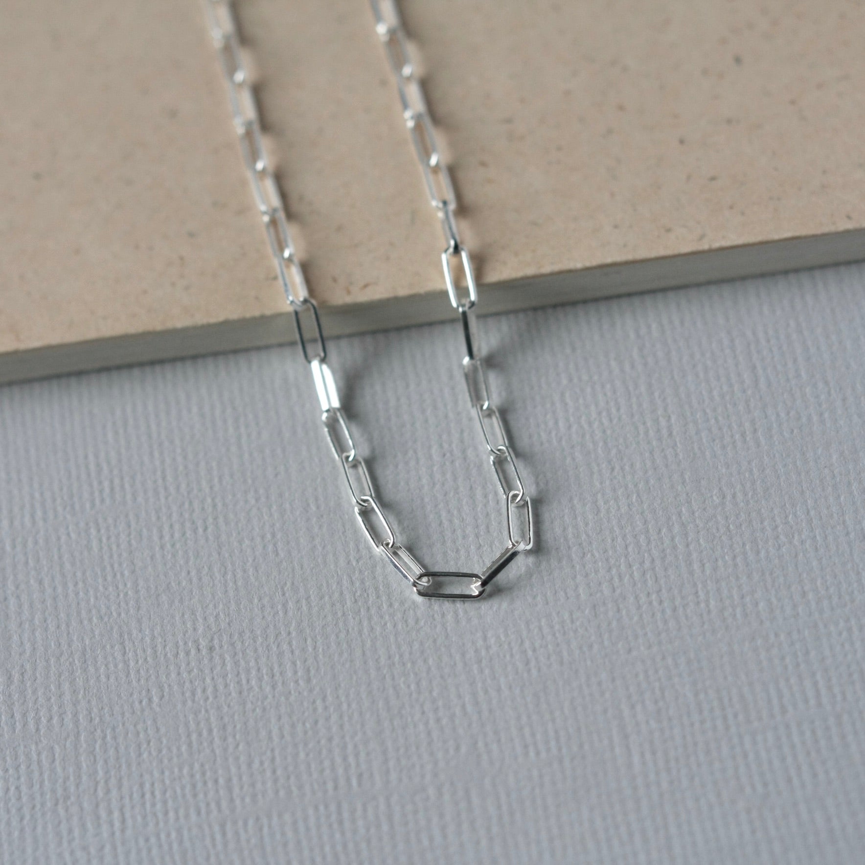 Small Silver Paper Clip Chain Necklace