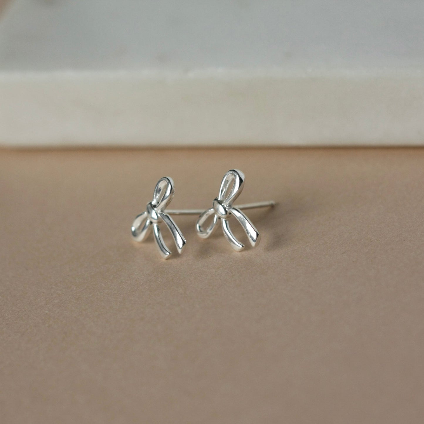 Silver Bow Stud Earrings