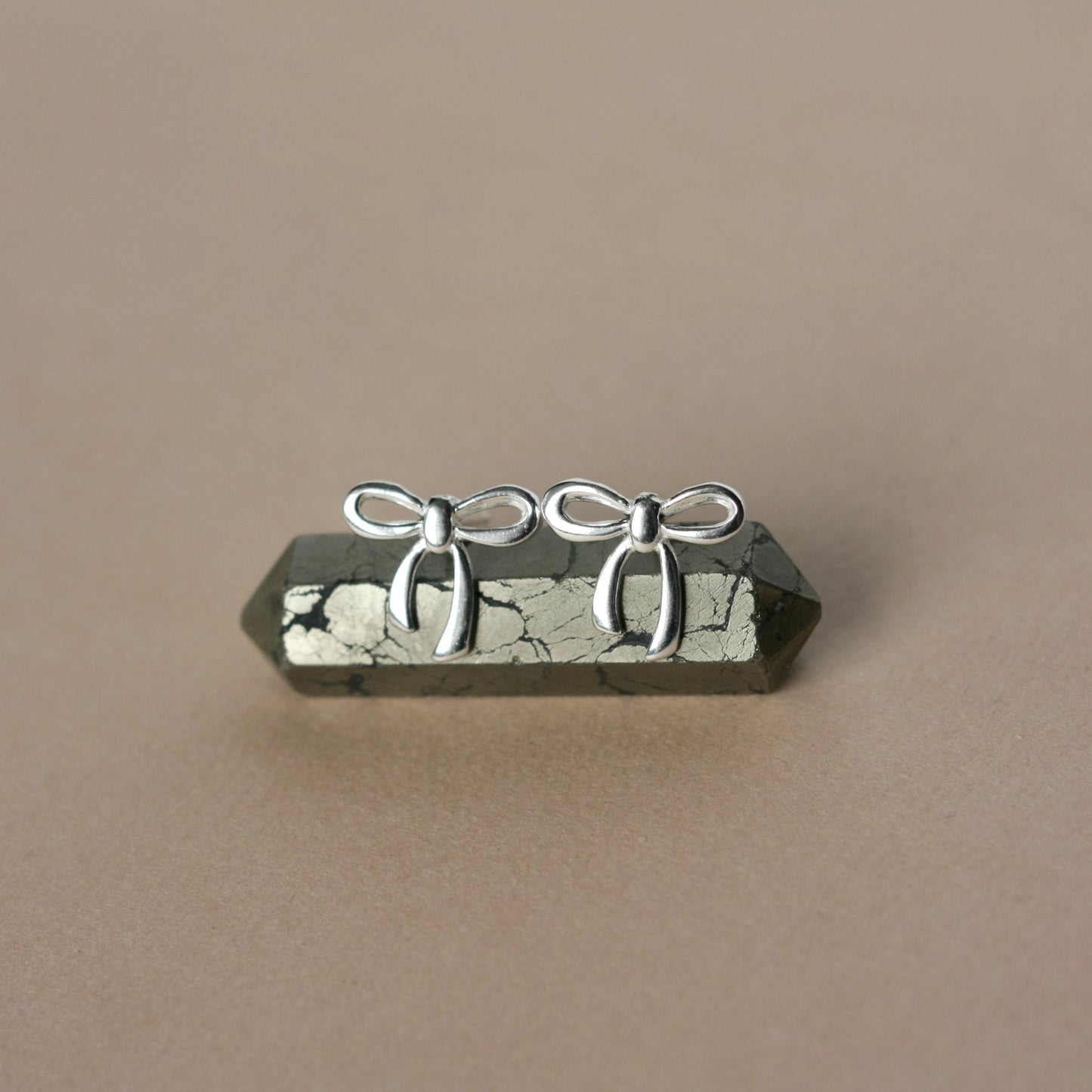 Silver Bow Stud Earrings