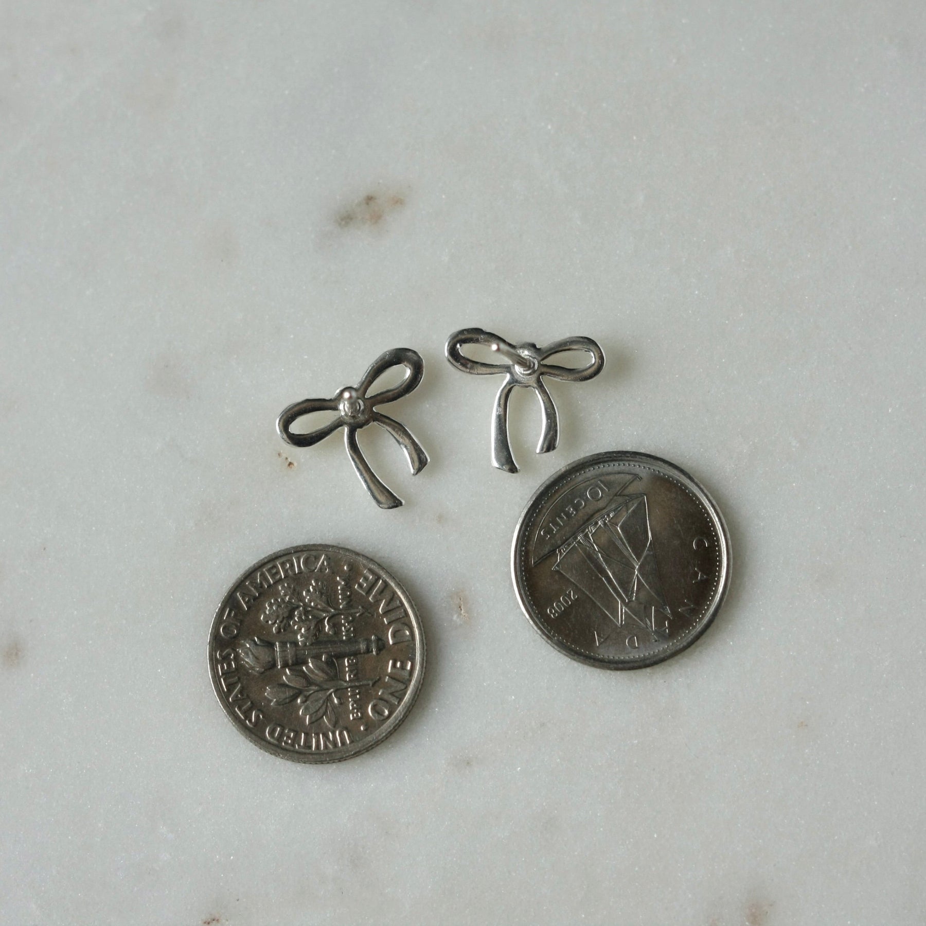 Silver Bow Stud Earrings