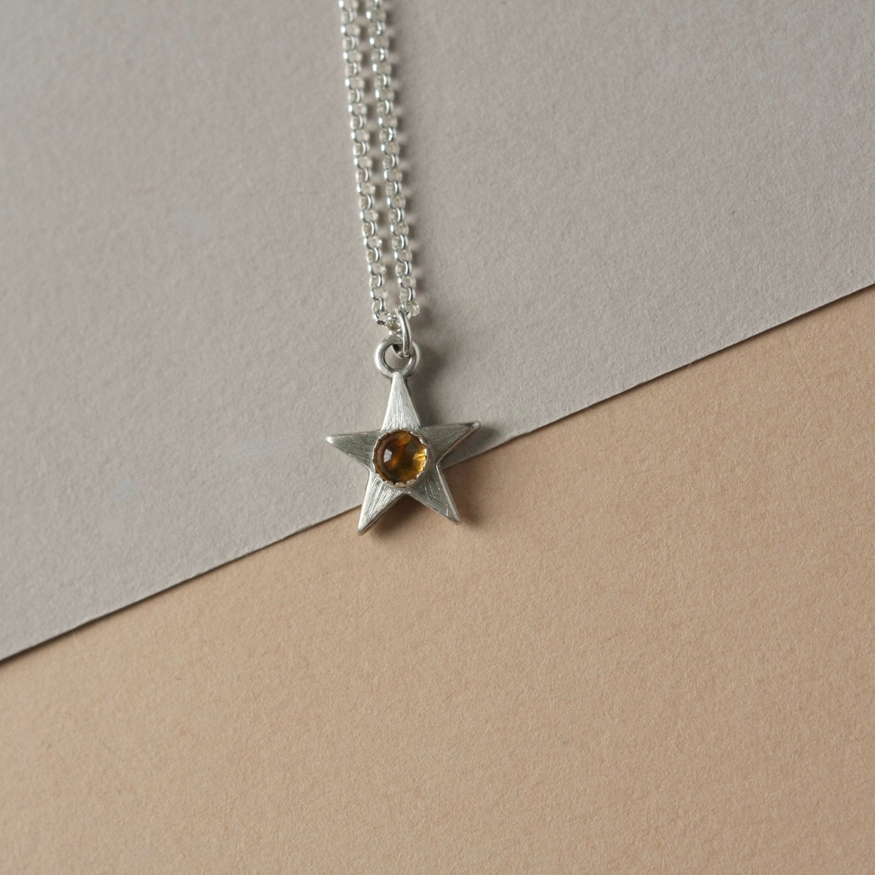 Sterling Silver Citrine Star Necklace