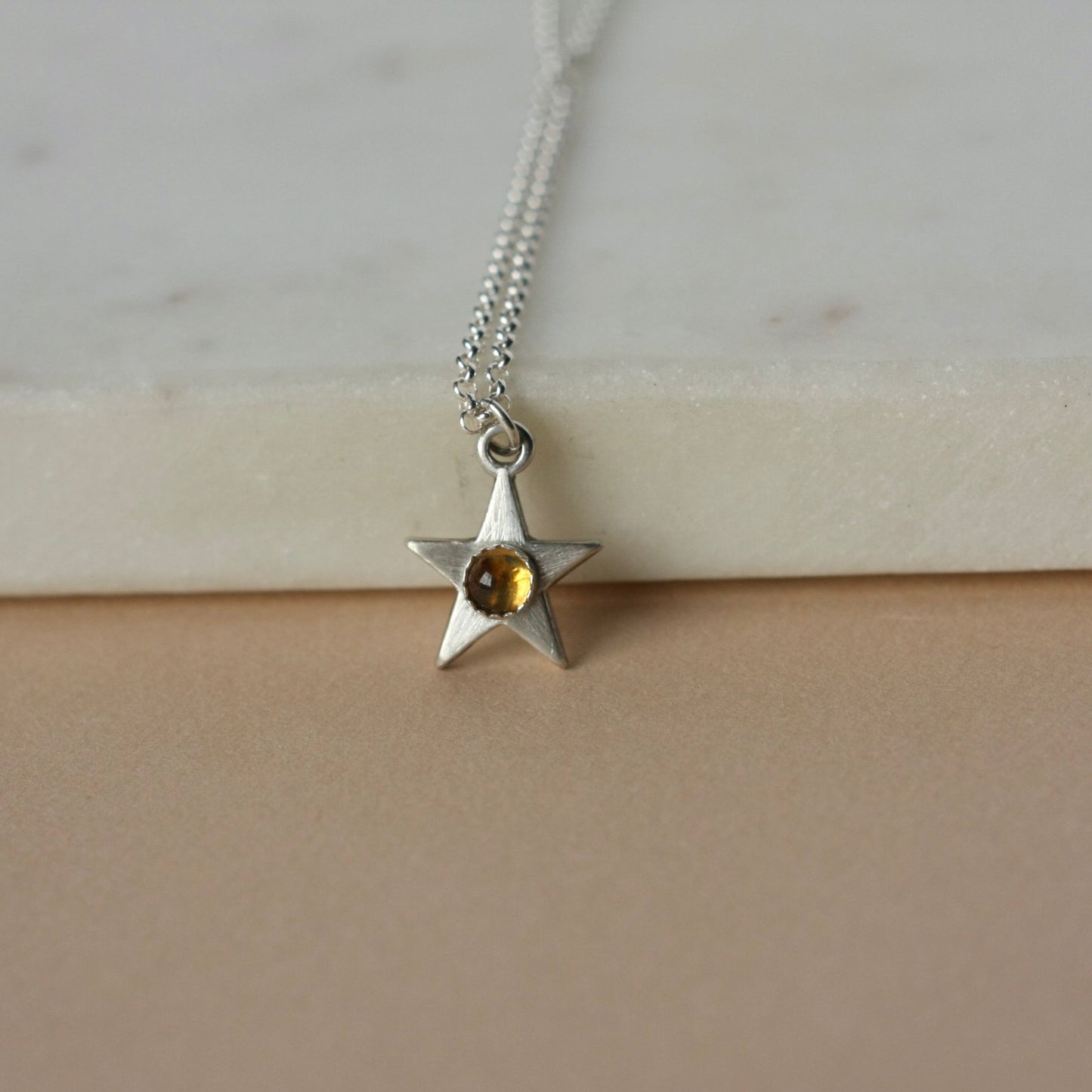 Sterling Silver Citrine Star Necklace