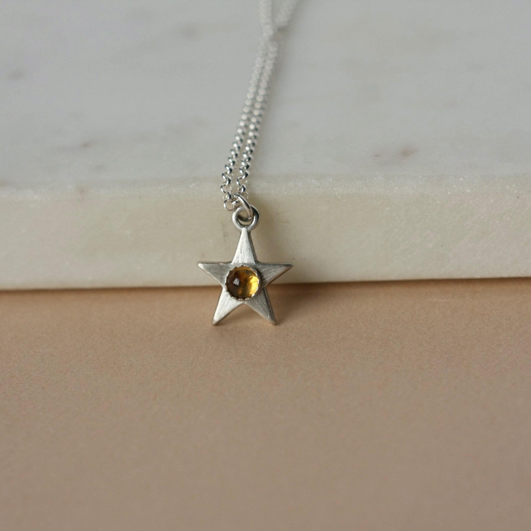 Sterling Silver Citrine Star Necklace
