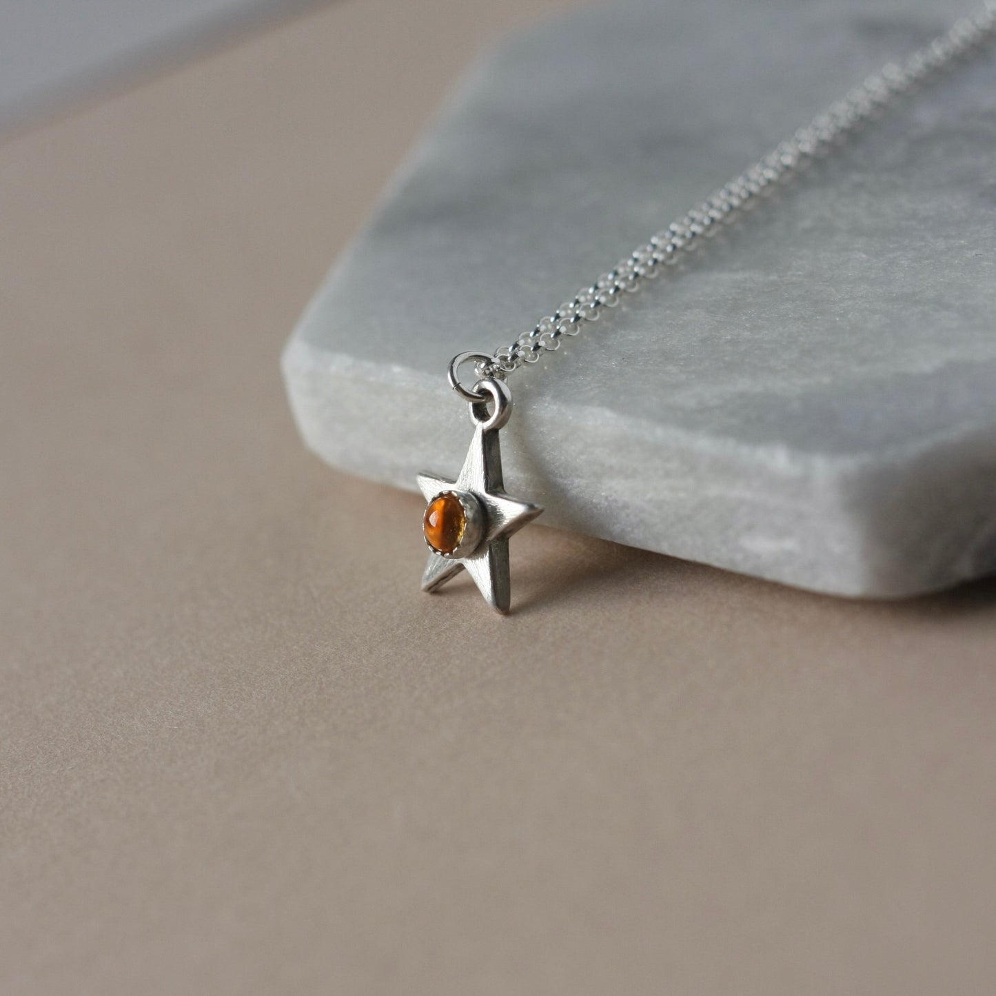 Sterling Silver Citrine Star Necklace