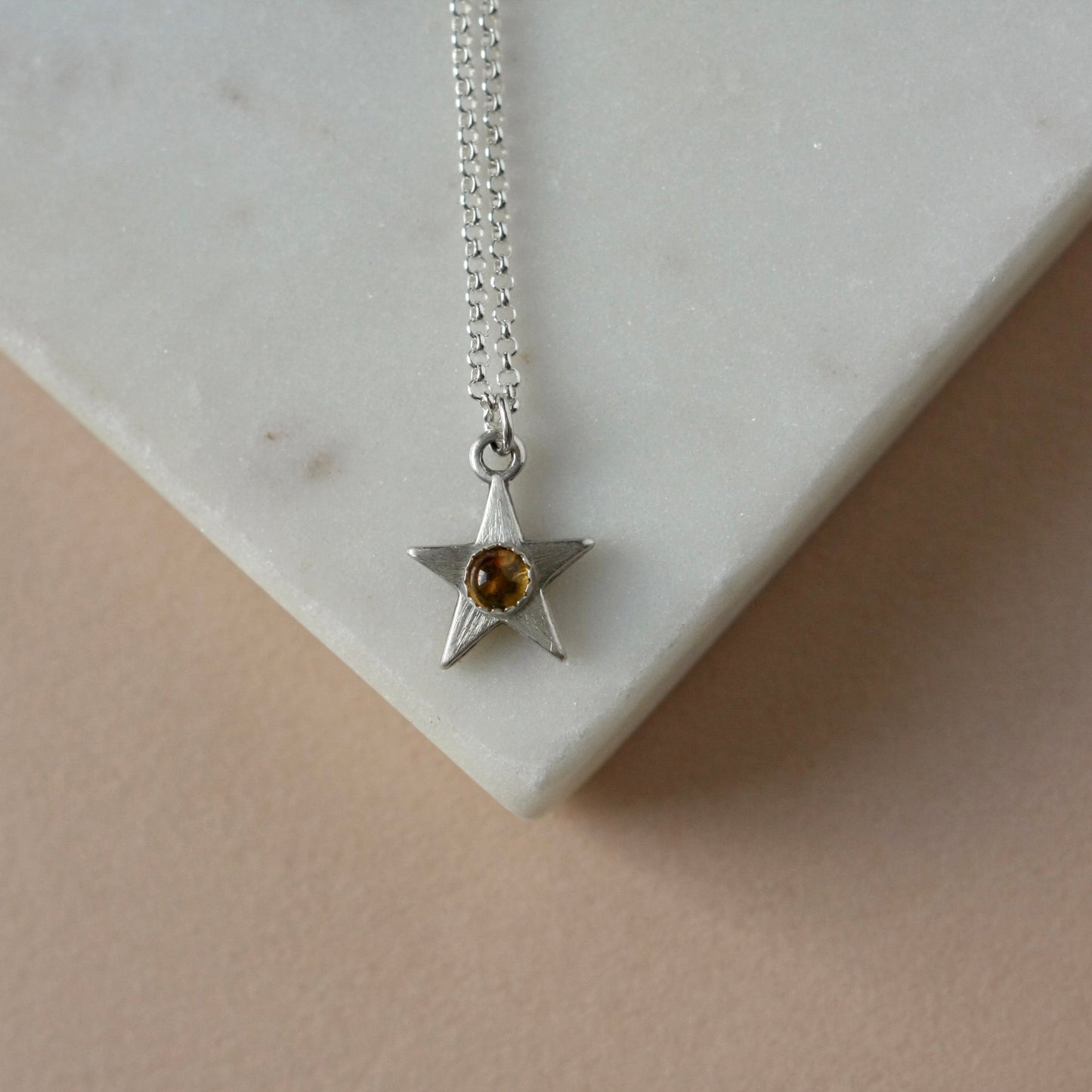 Sterling Silver Citrine Star Necklace