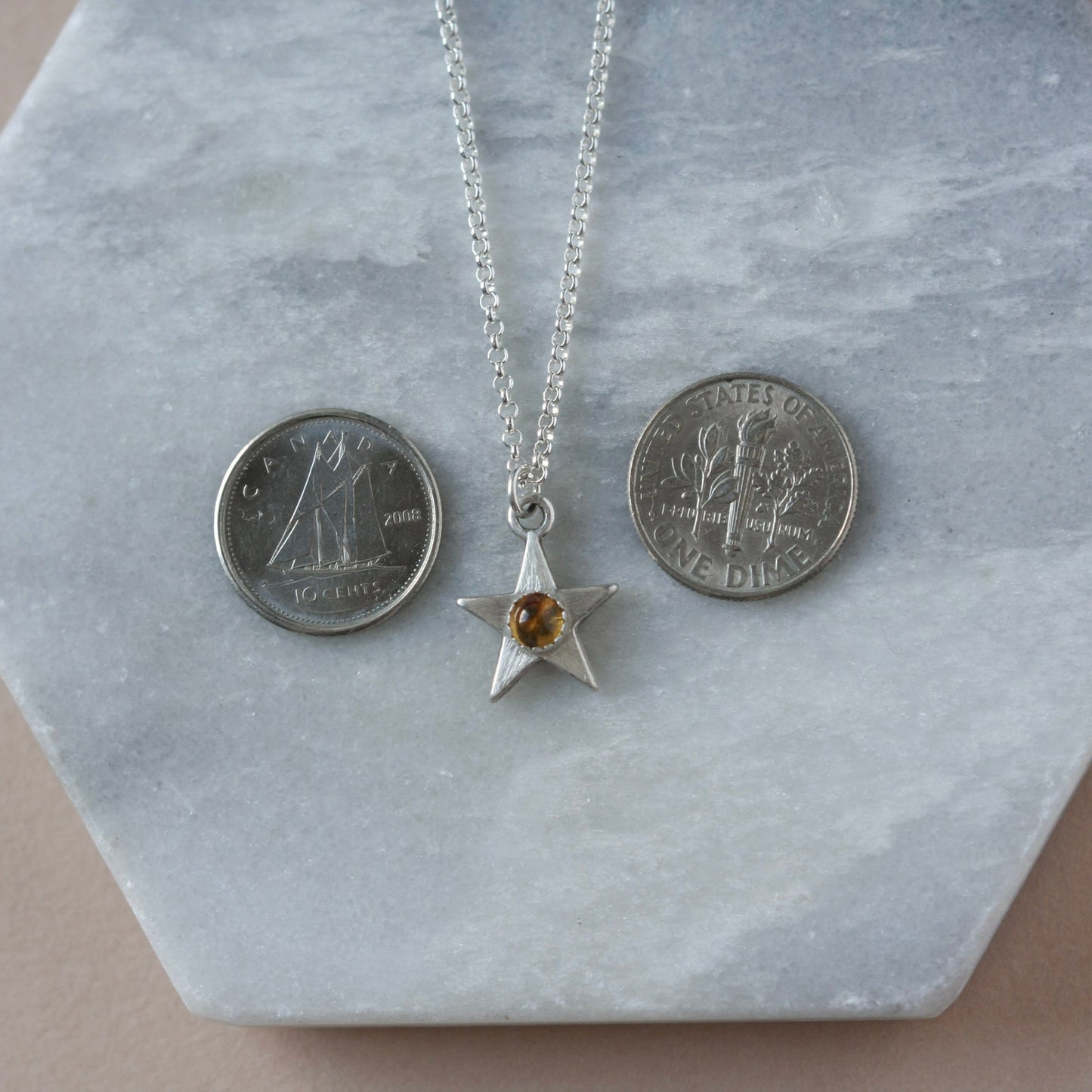 Sterling Silver Citrine Star Necklace