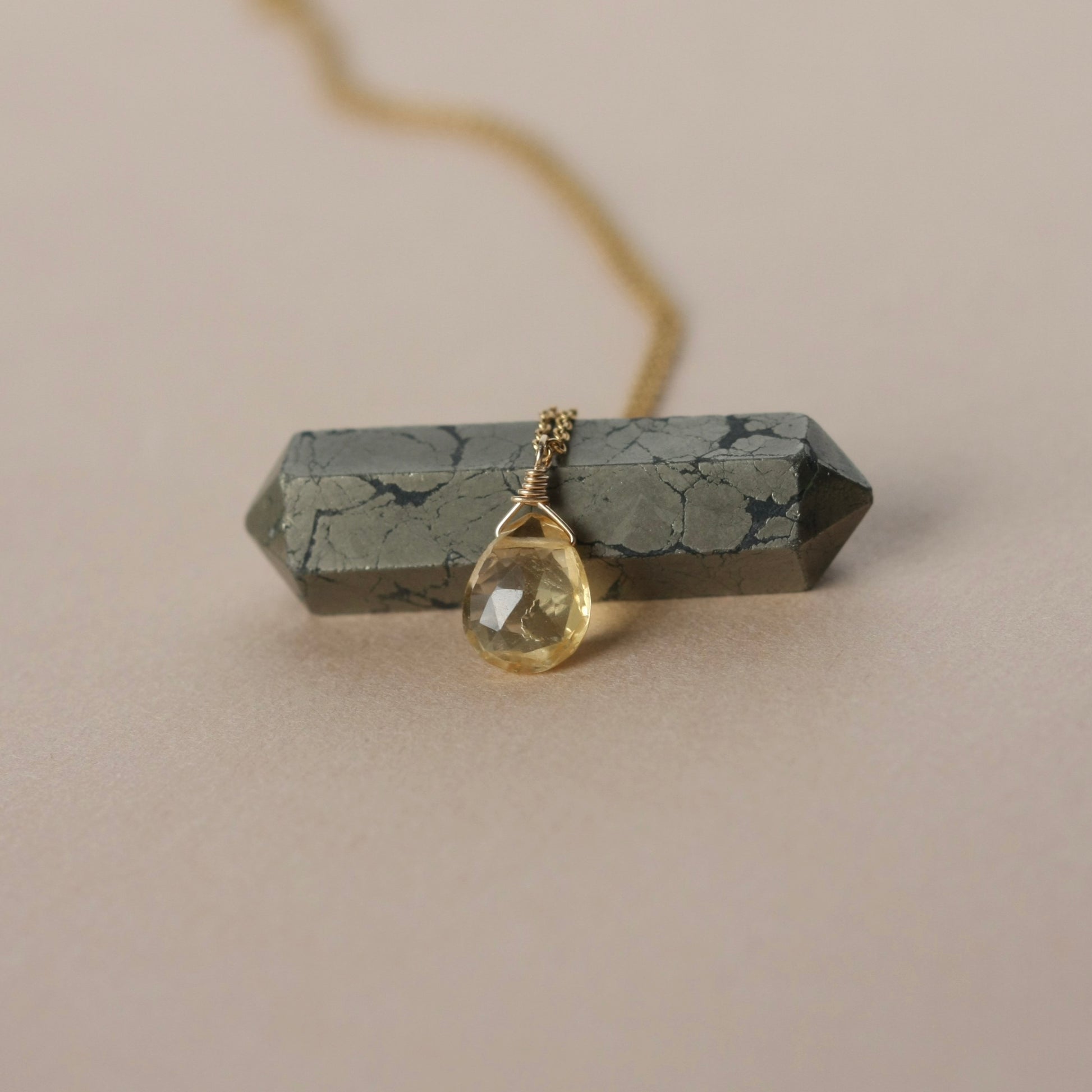 Small Faceted Gold Citrine Briolette Necklace