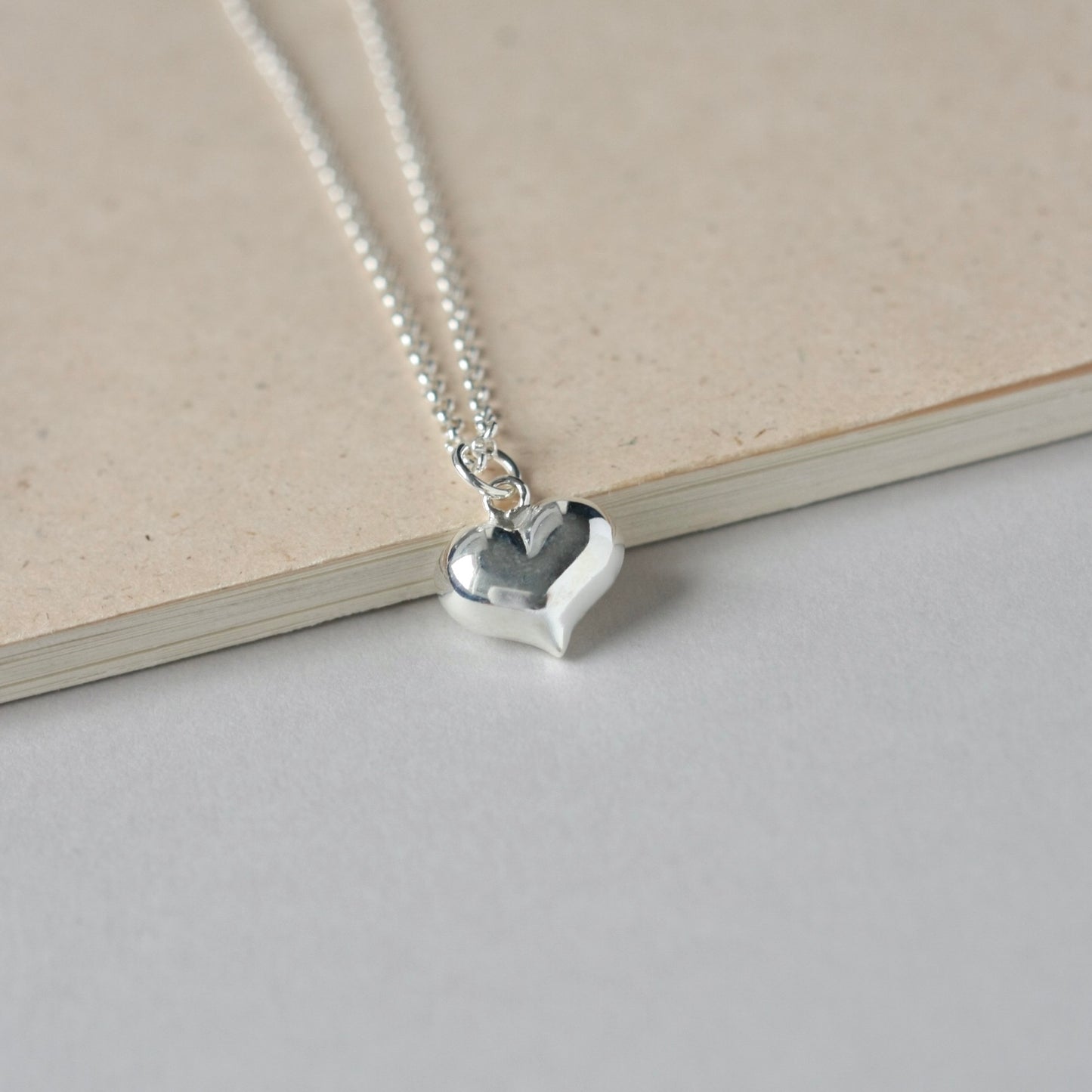 Sterling Silver Puffed Heart Necklace