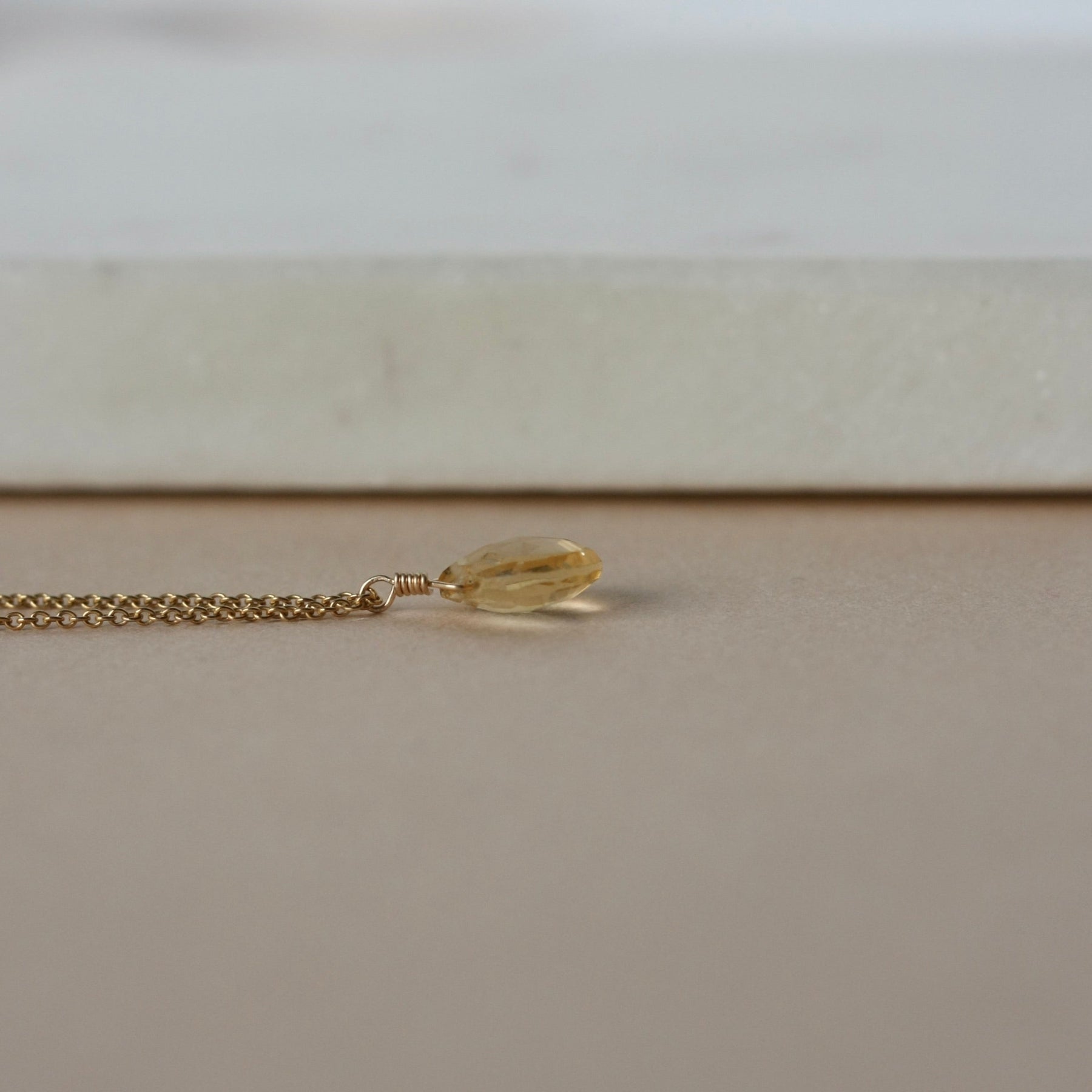 Small Faceted Gold Citrine Briolette Necklace