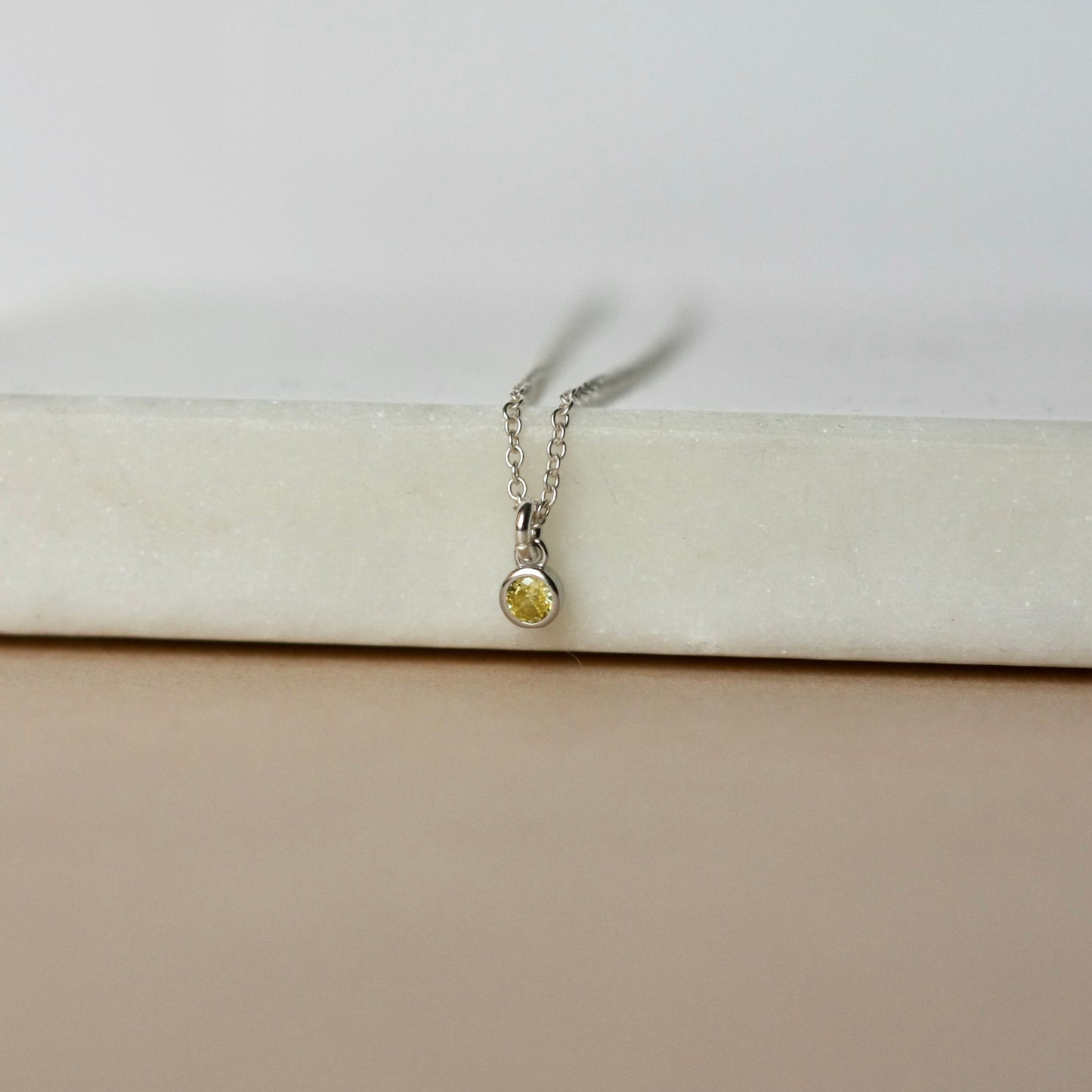 Tiny Sterling Silver Birthstone Necklace