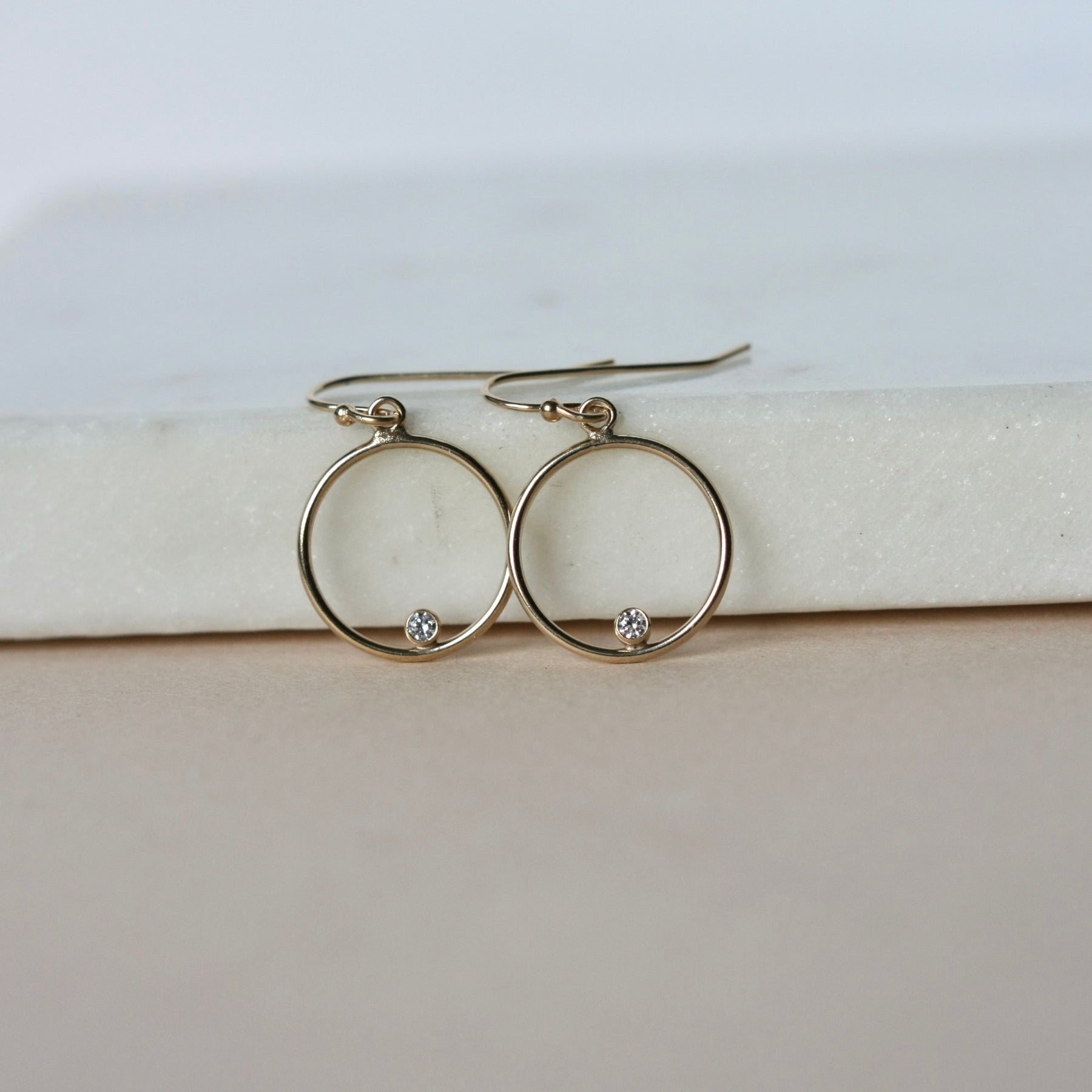 Gold Filled CZ Circle Earrings