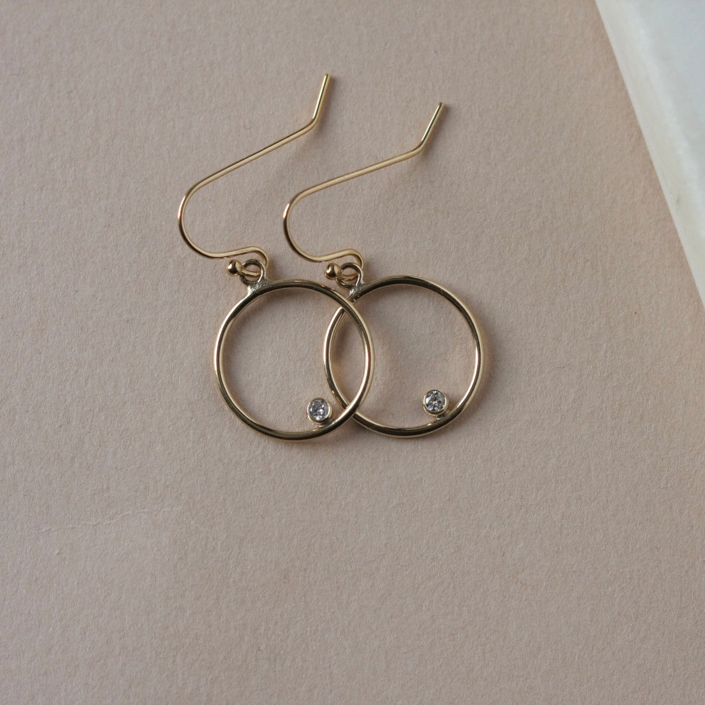 Gold Filled CZ Circle Earrings