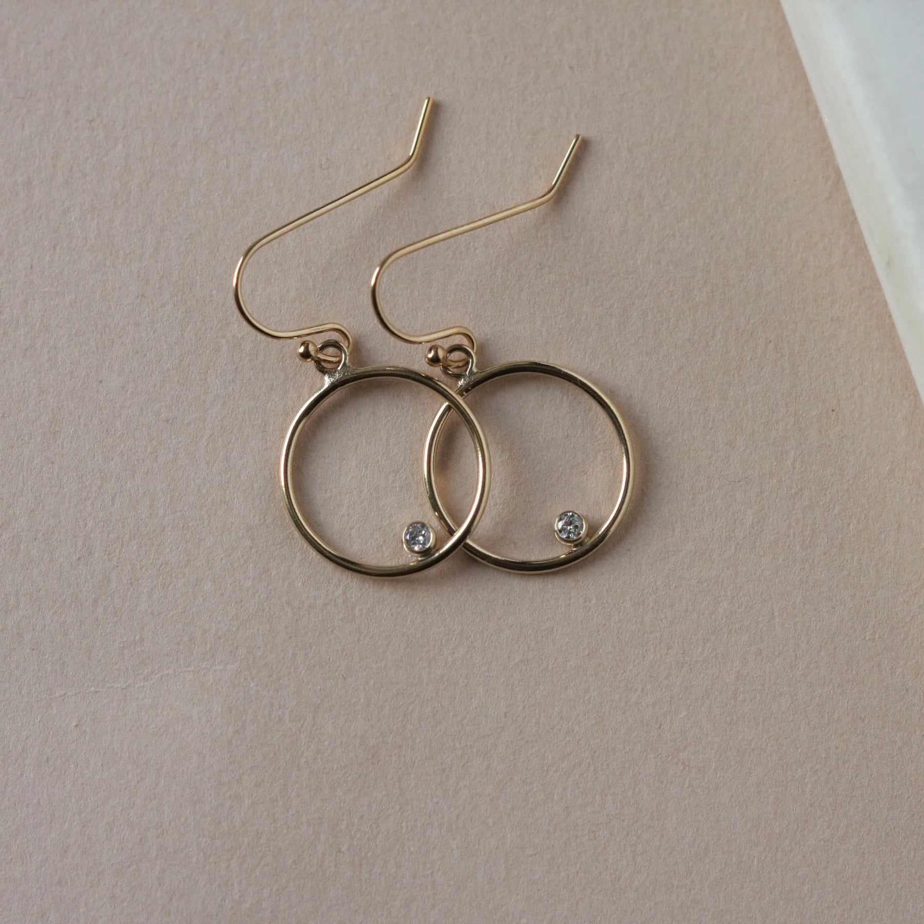 Gold Filled CZ Circle Earrings