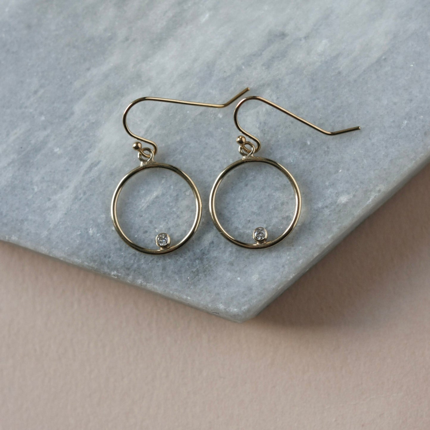 Gold Filled CZ Circle Earrings