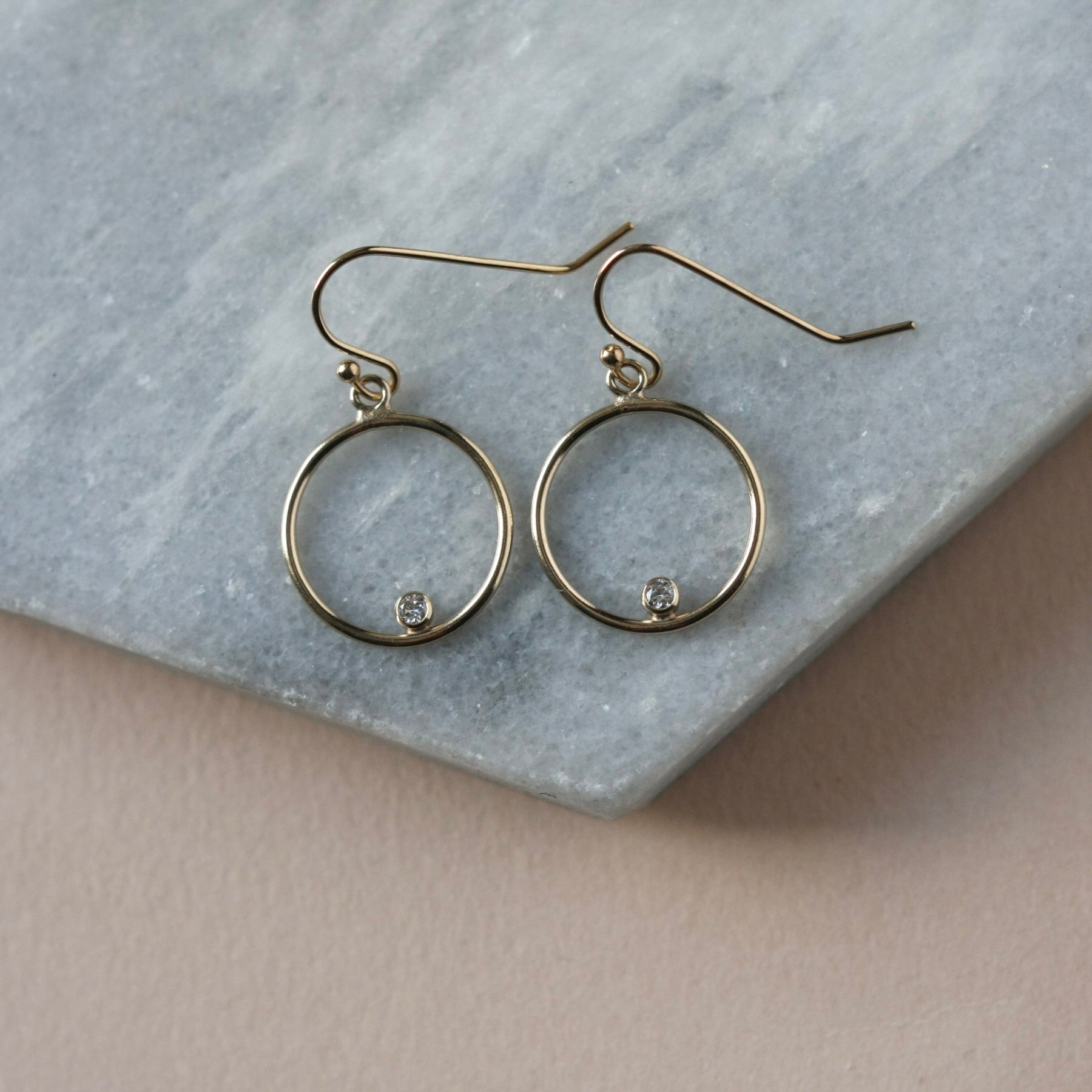 Gold Filled CZ Circle Earrings
