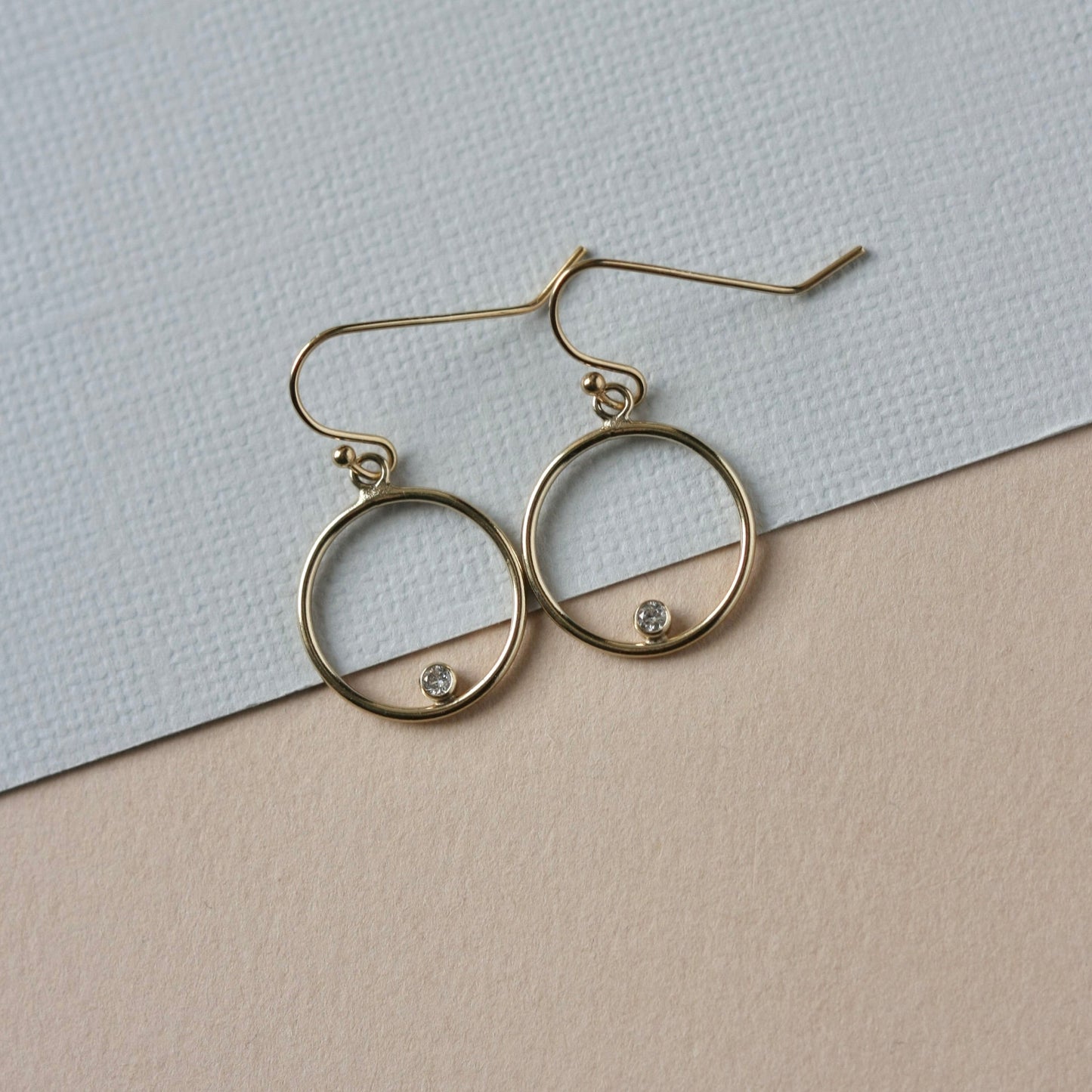 Gold Filled CZ Circle Earrings