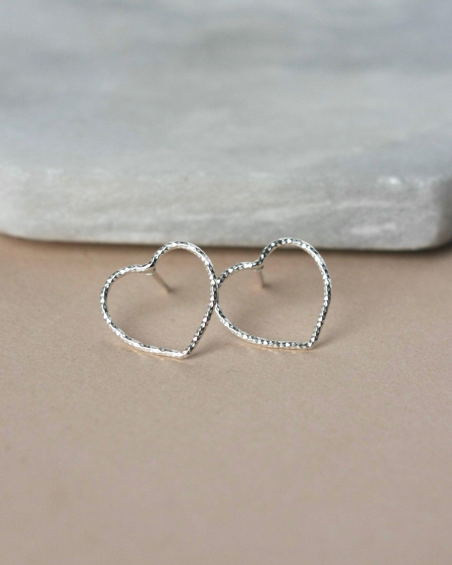 Big Sparkly Silver Heart Studs