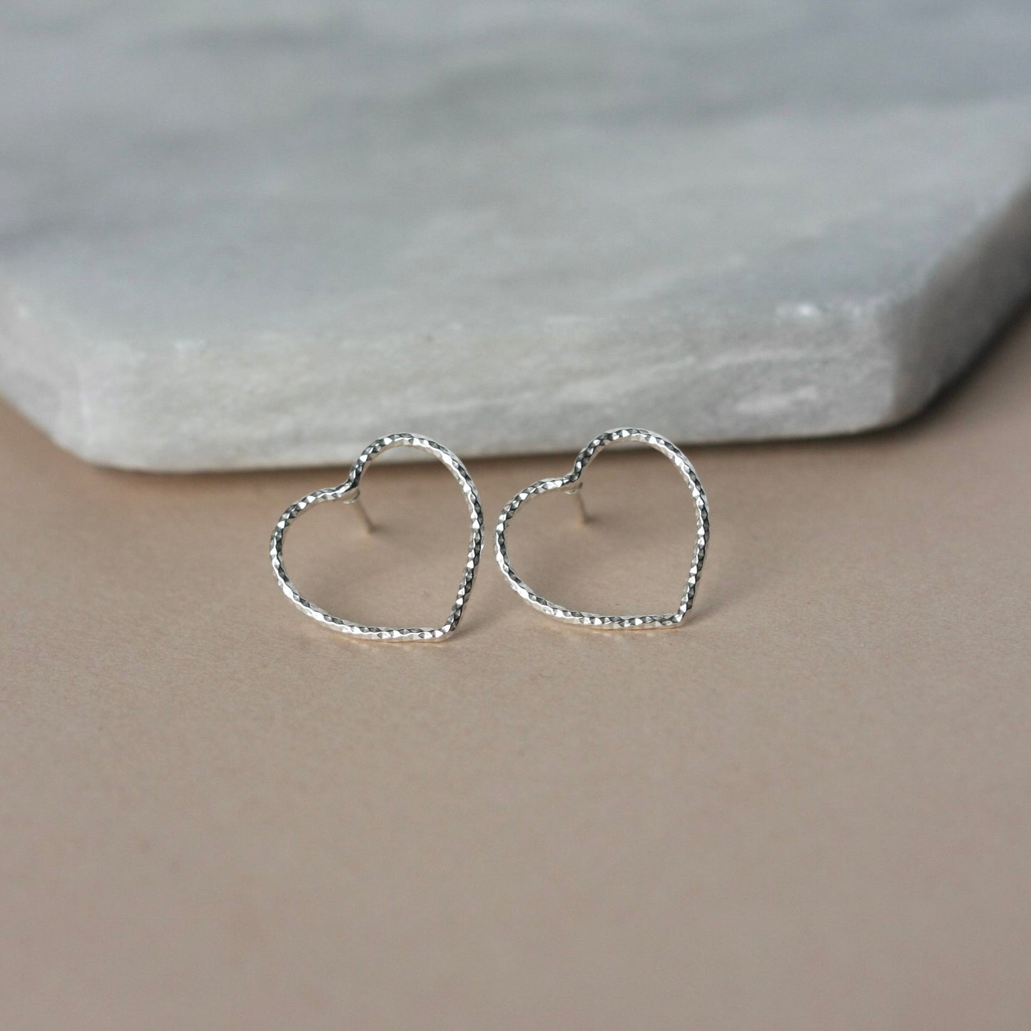 Big Sparkly Silver Heart Studs