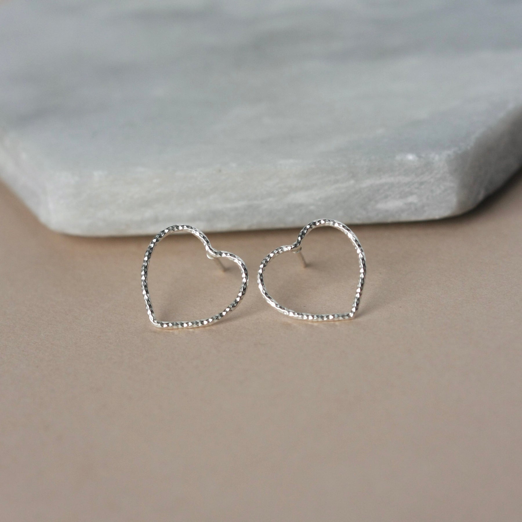 Big Sparkly Silver Heart Studs