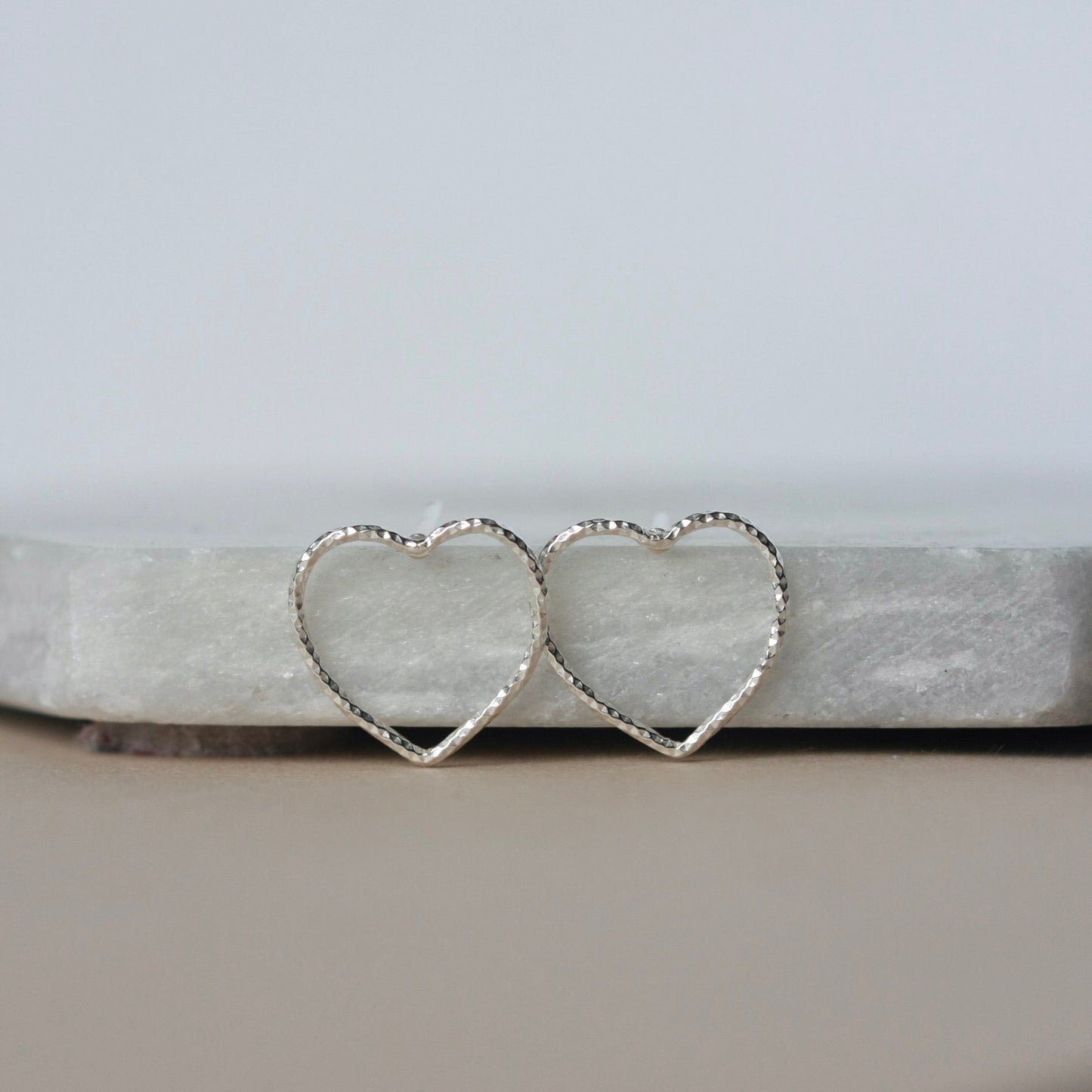 Big Sparkly Silver Heart Studs