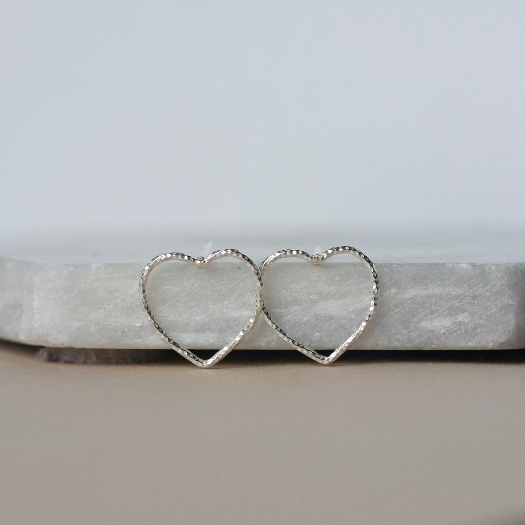 Big Sparkly Silver Heart Studs