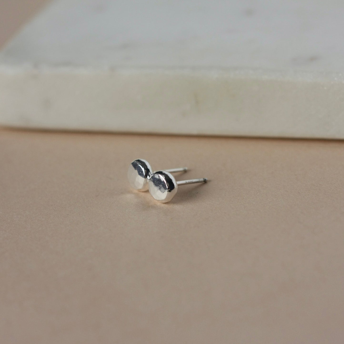 Hammered Fine Silver Irregular Pebble Studs