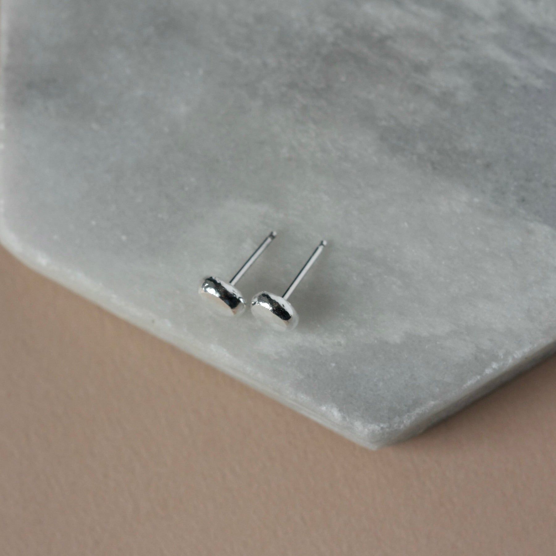 Fine Silver Pebble Studs