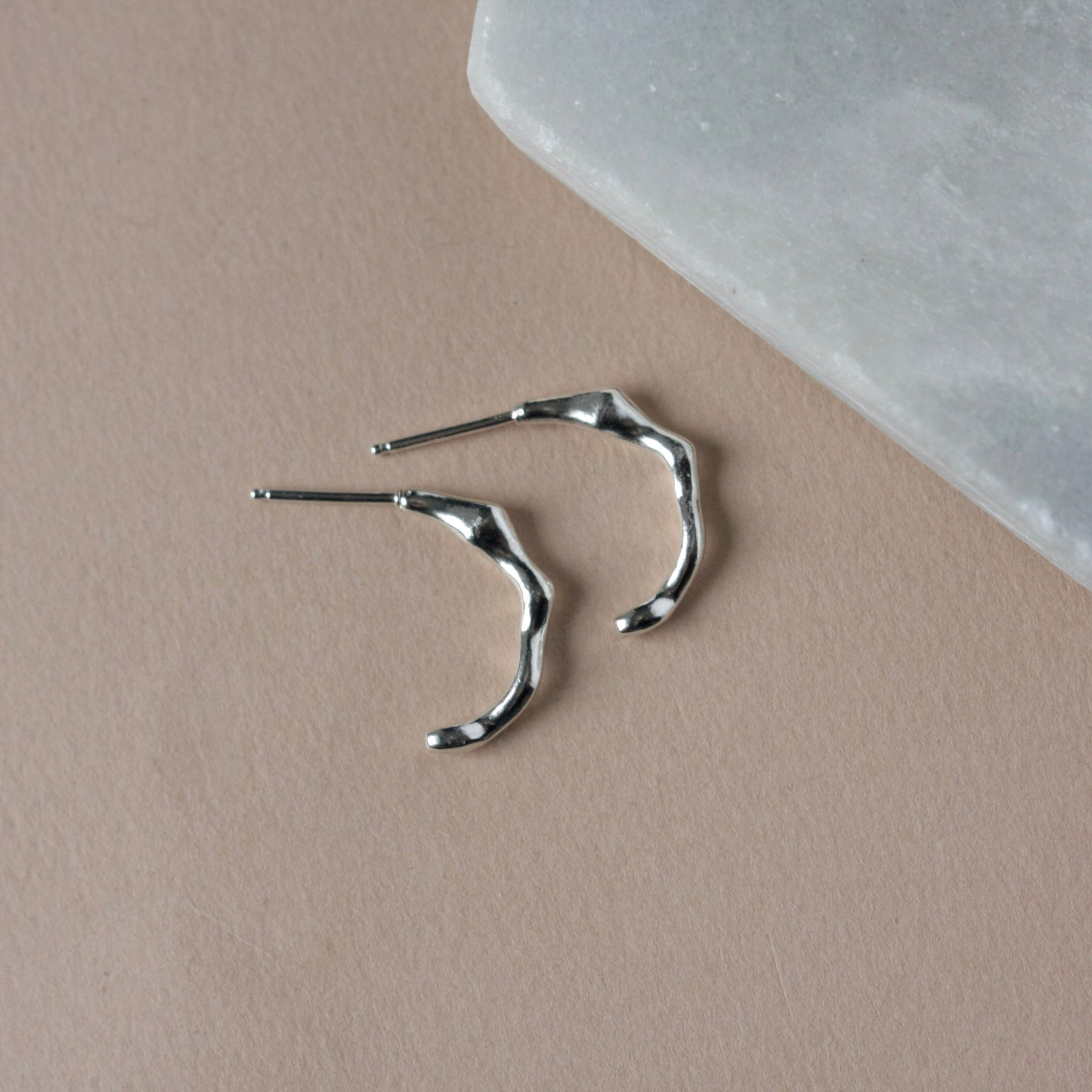 Curved Wavy Sterling Silver Bar Studs