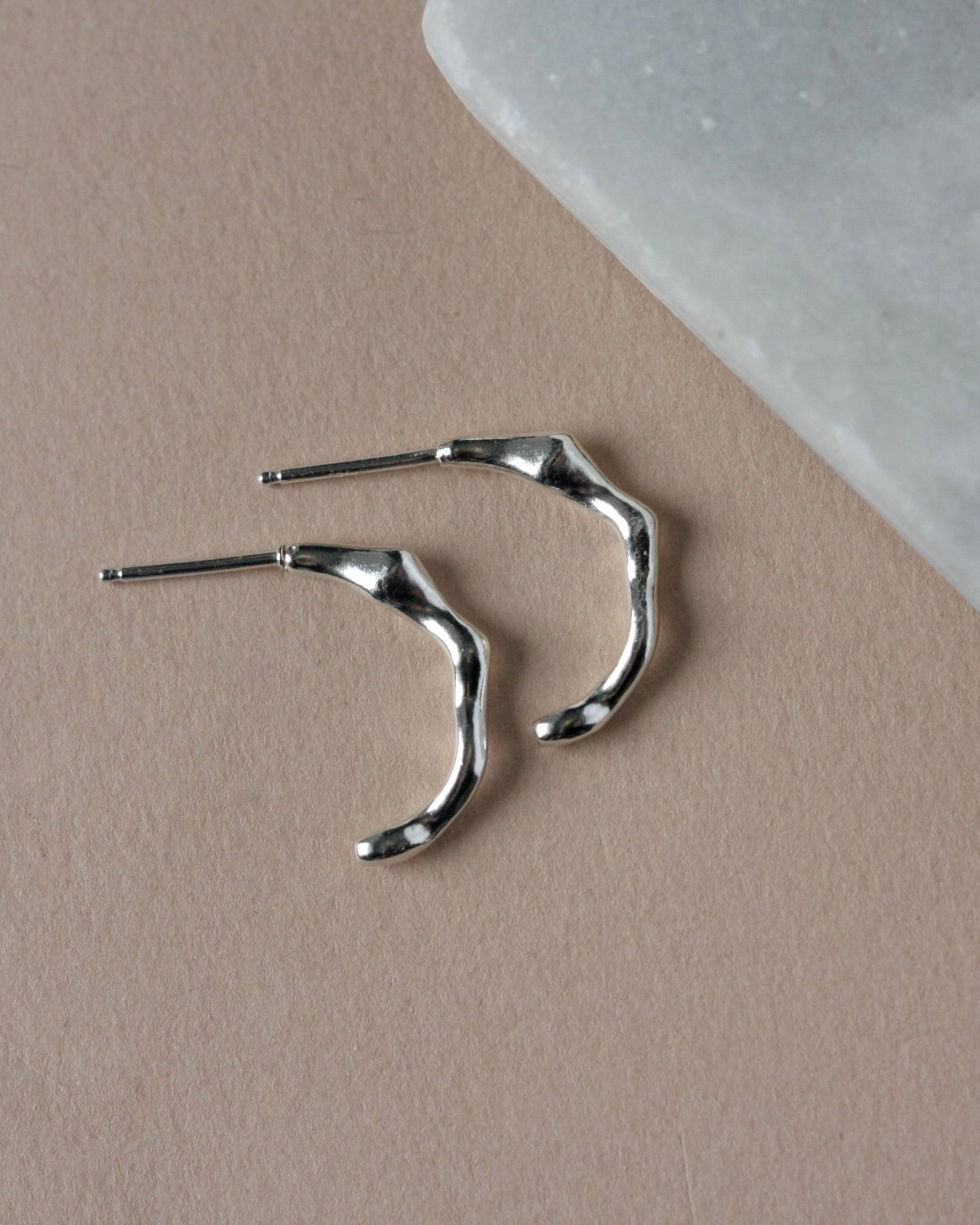 Curved Wavy Sterling Silver Bar Studs