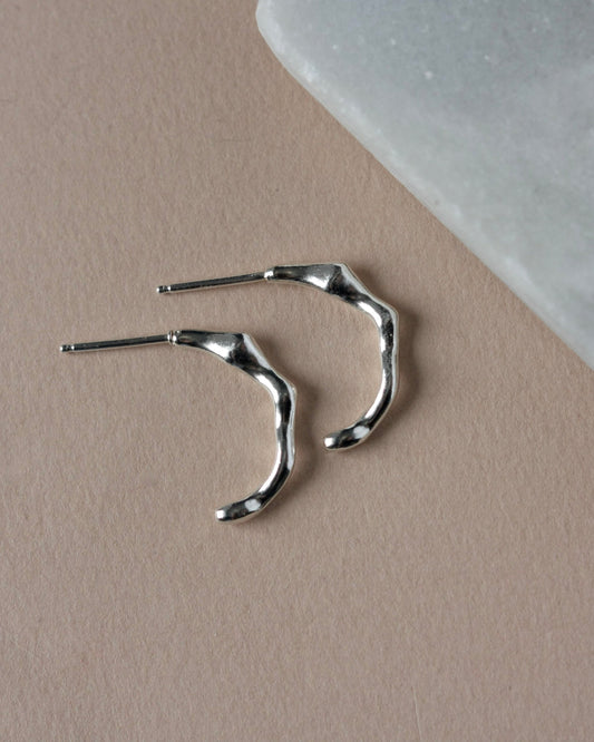 Curved Wavy Sterling Silver Bar Studs