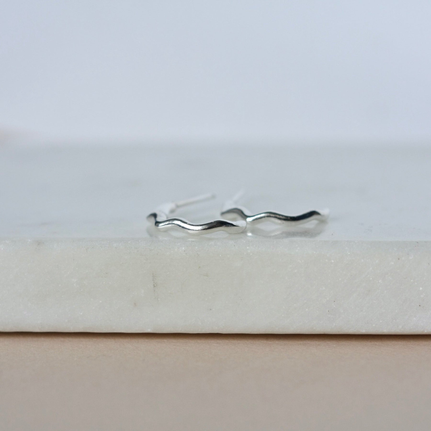 Curved Wavy Sterling Silver Bar Studs