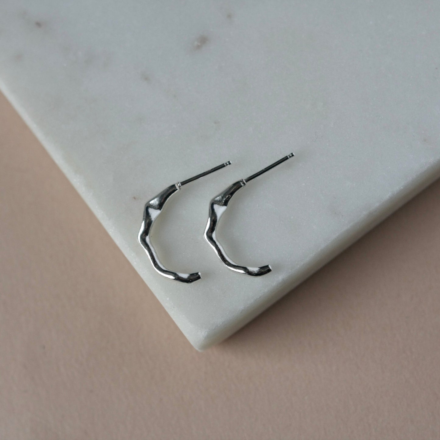 Curved Wavy Sterling Silver Bar Studs