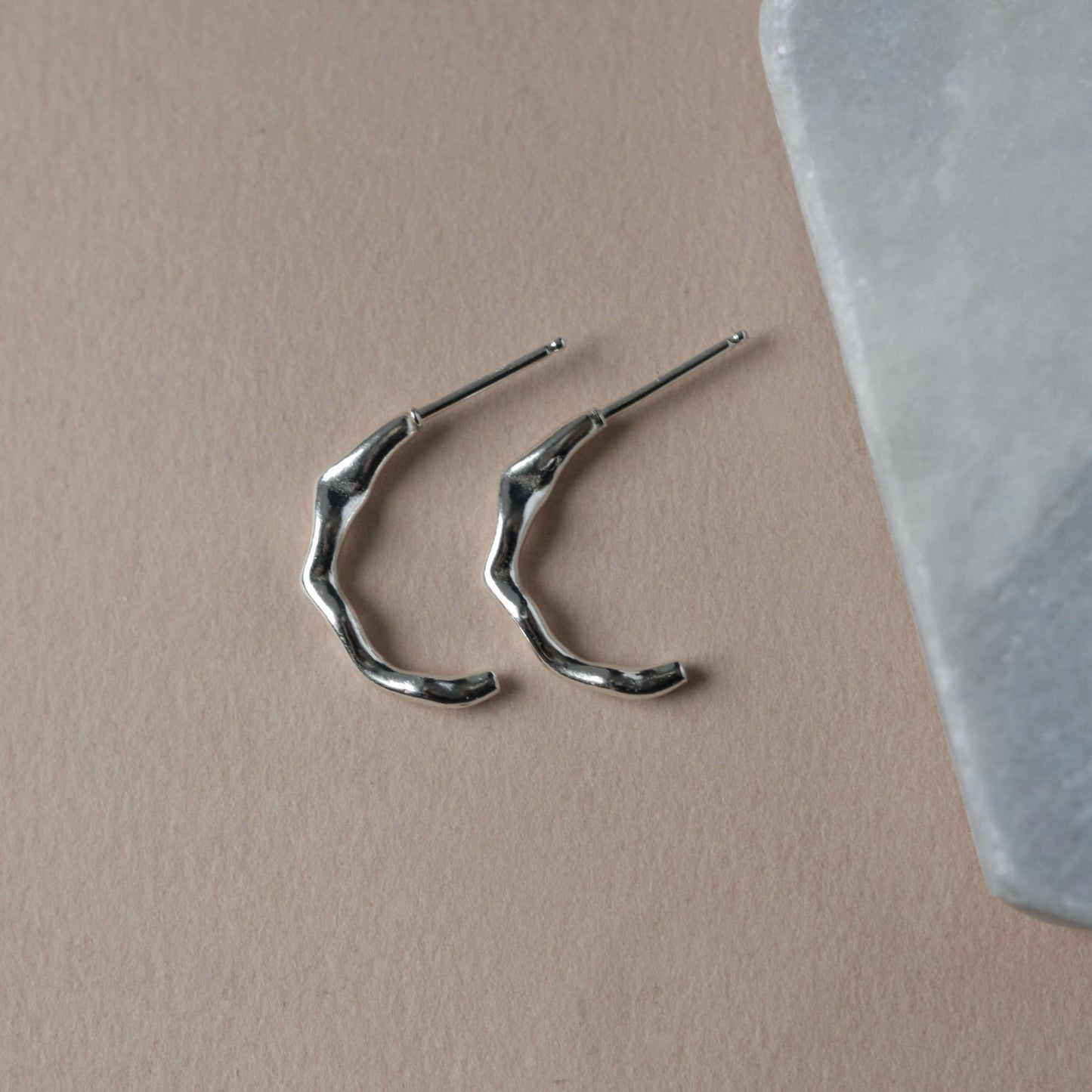 Curved Wavy Sterling Silver Bar Studs