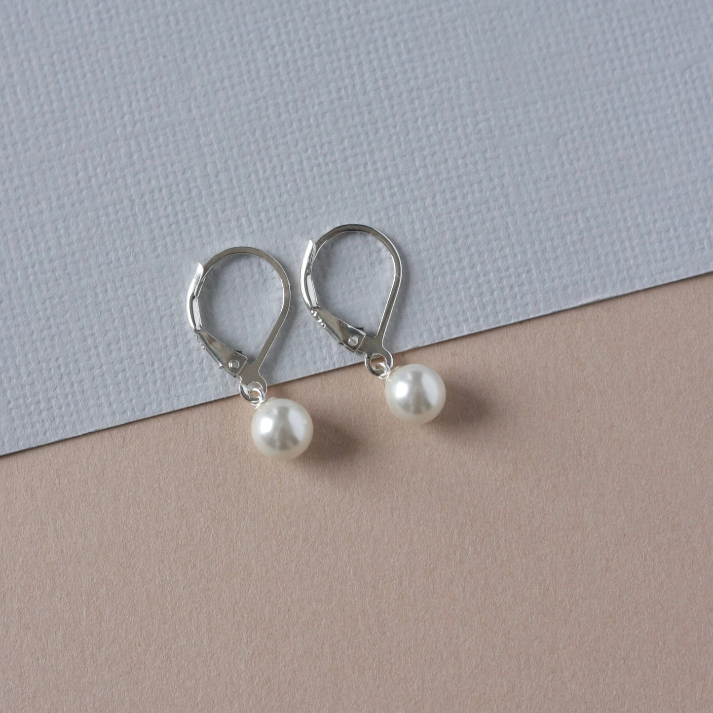 White Crystal Pearl Dangle Earrings