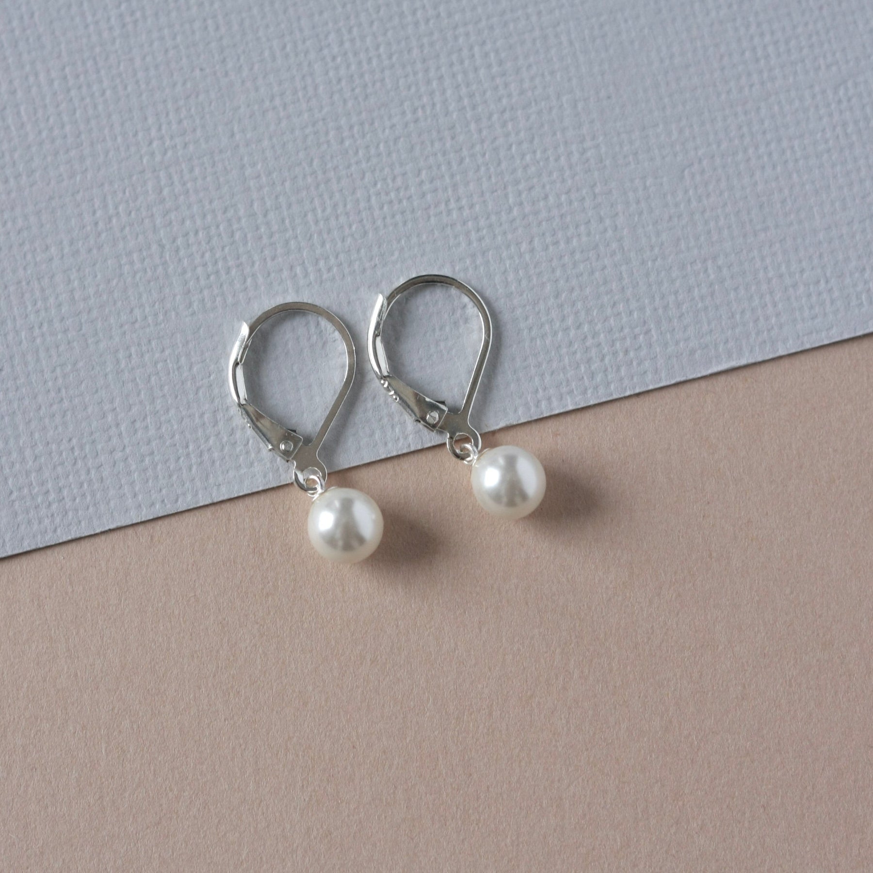 White Crystal Pearl Dangle Earrings