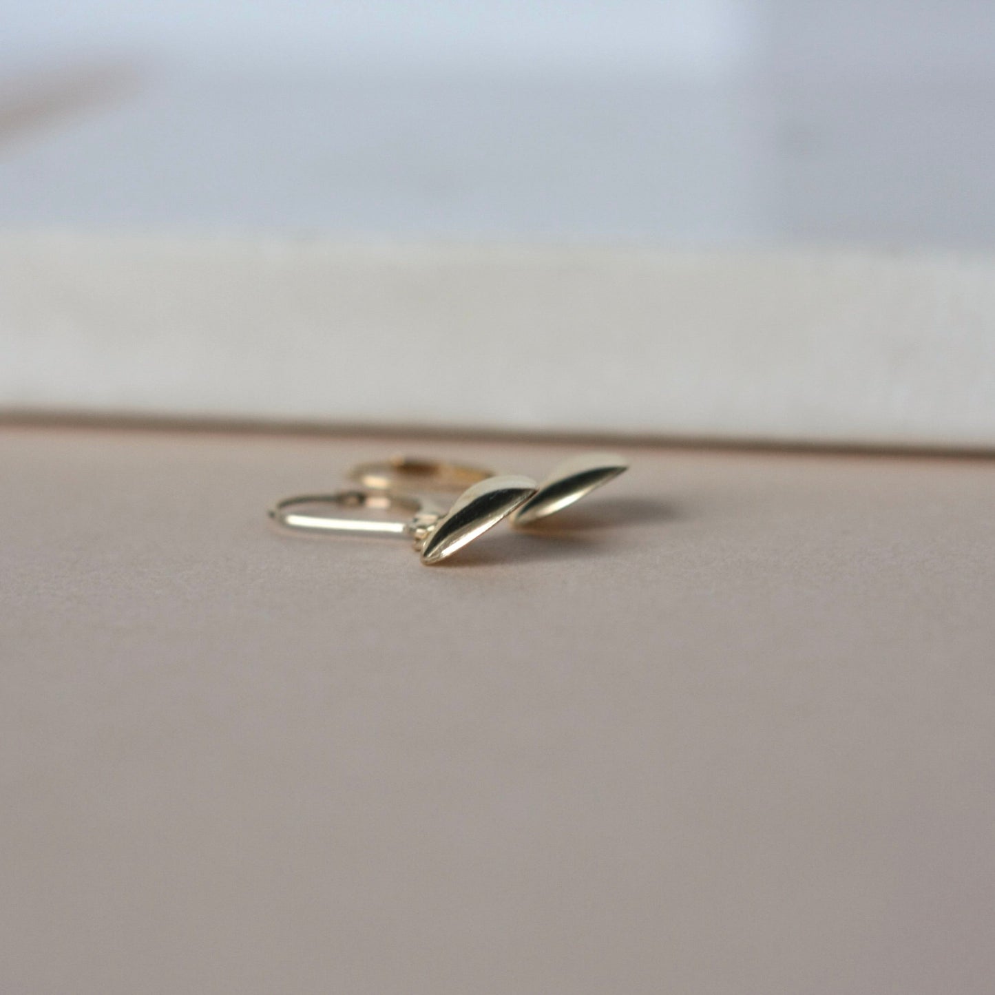 Gold Heart Lever Back Dangle Earrings