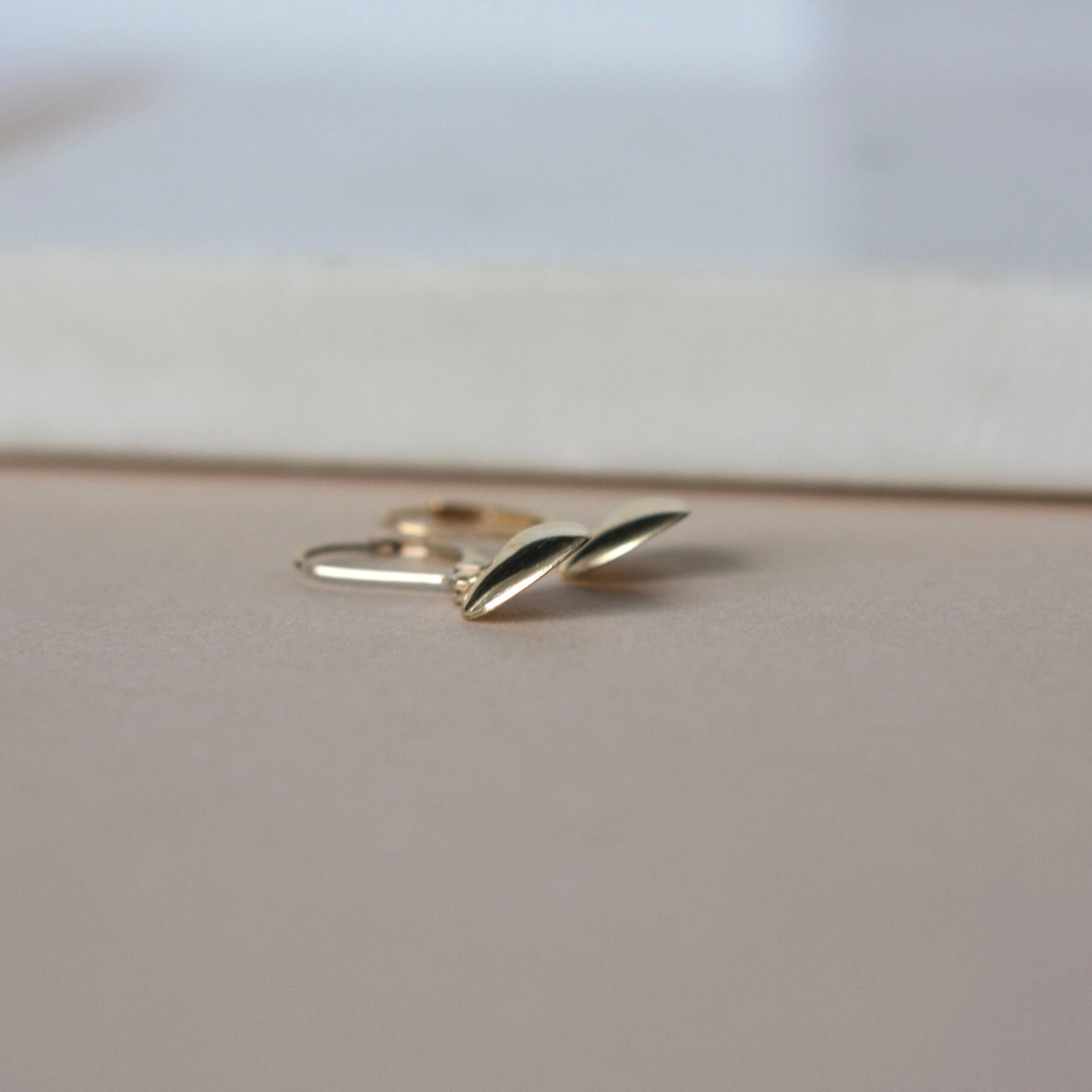 Gold Heart Lever Back Dangle Earrings