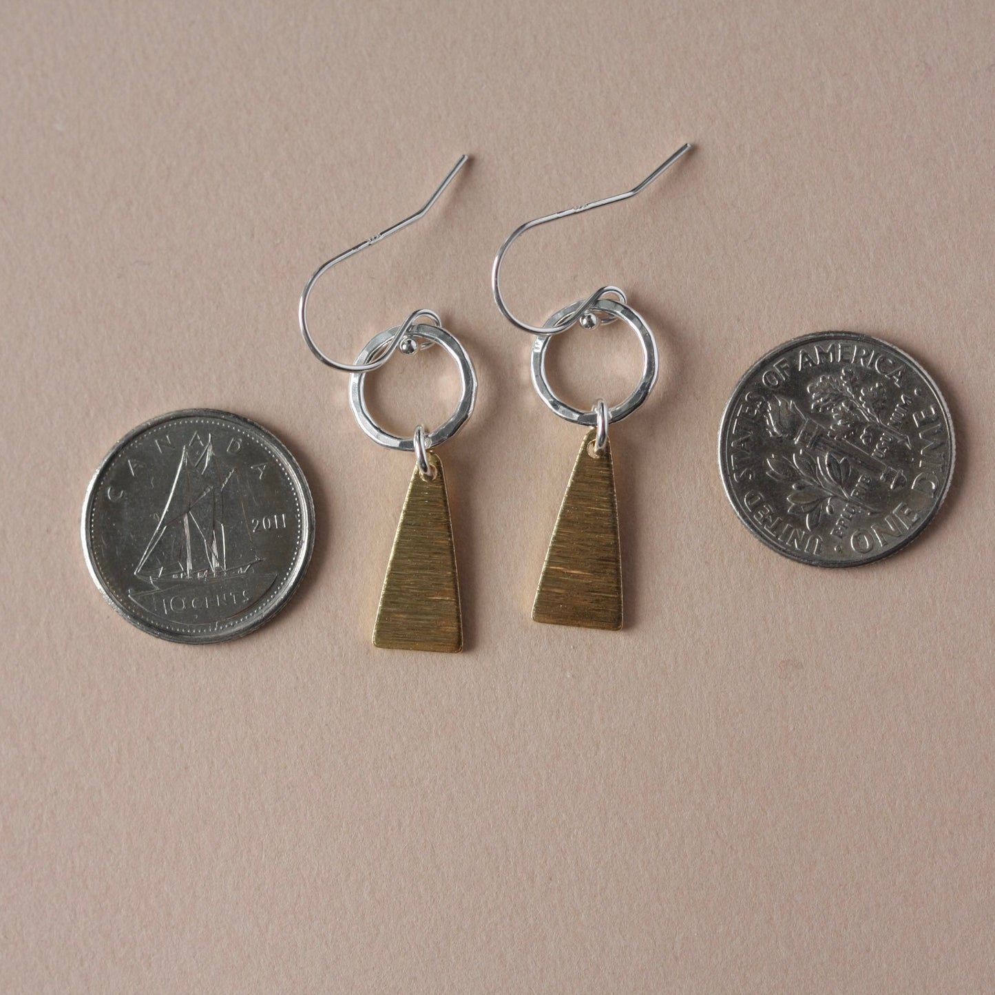 Silver and Brass Geometric Earrings