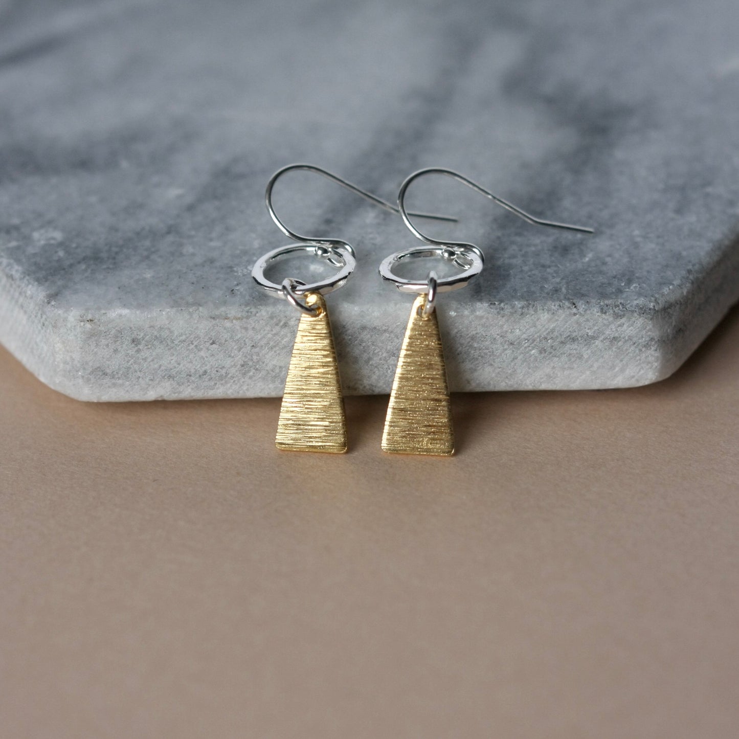 Silver and Brass Geometric Earrings