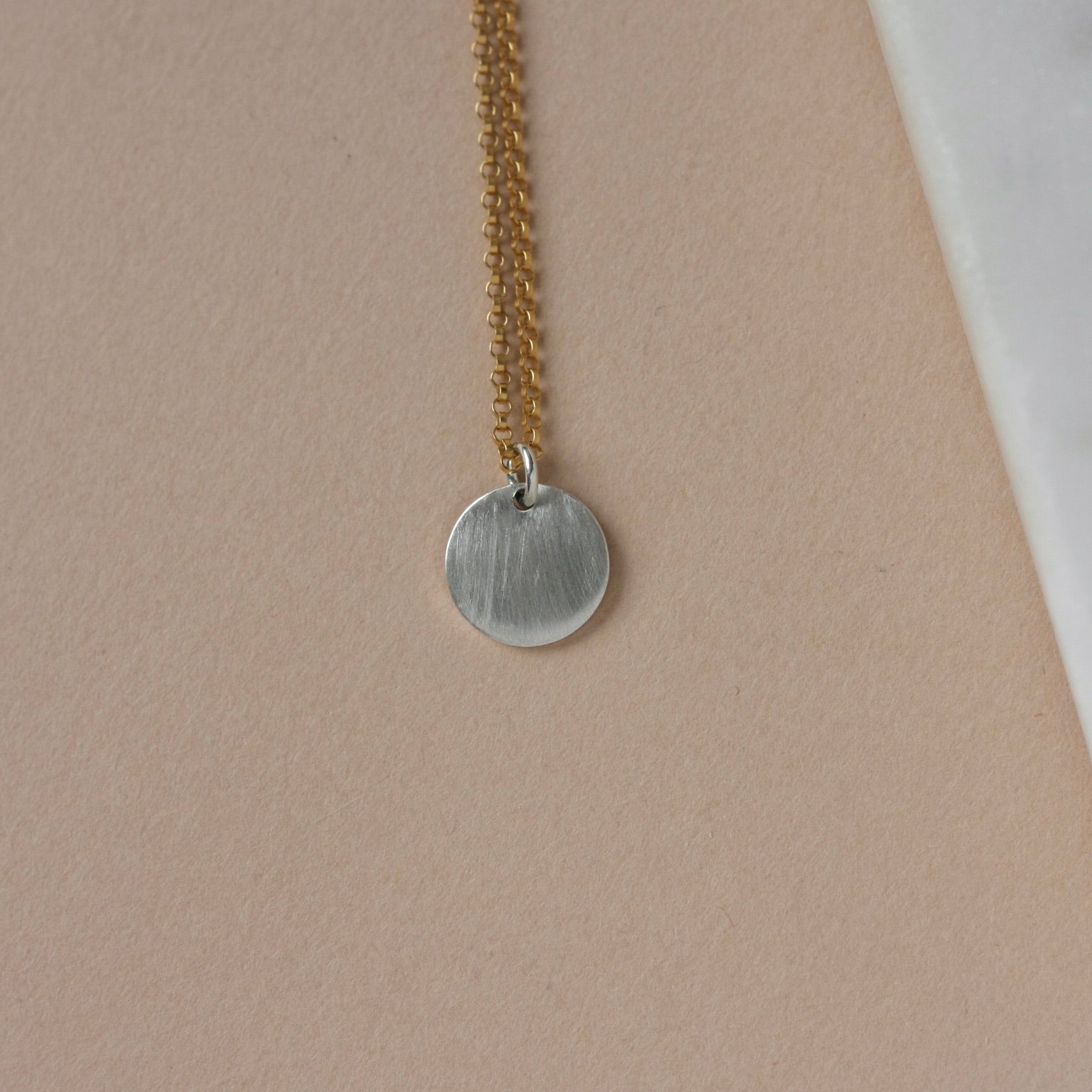 Silver Disc and Gold Chain Necklace