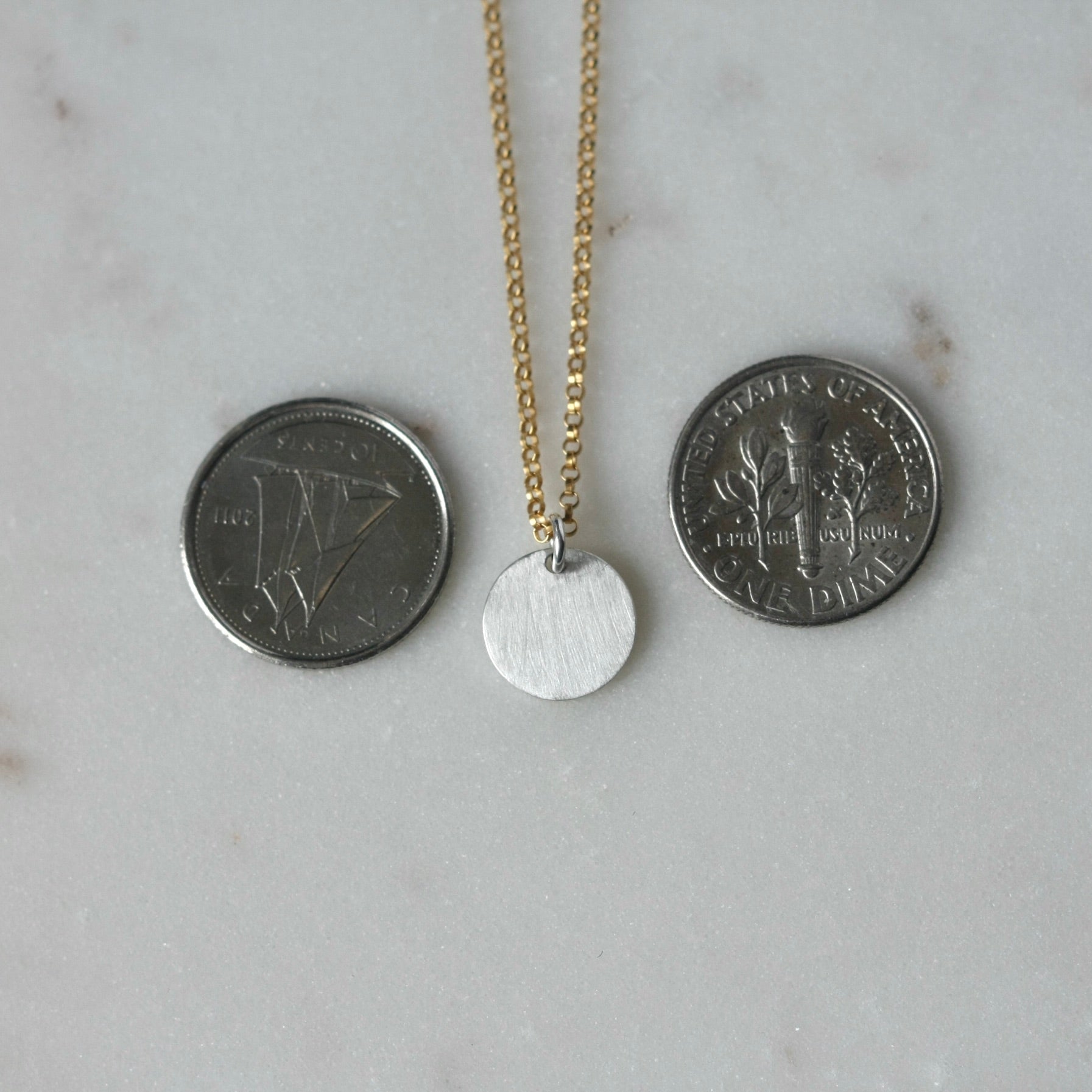 Silver Disc and Gold Chain Necklace