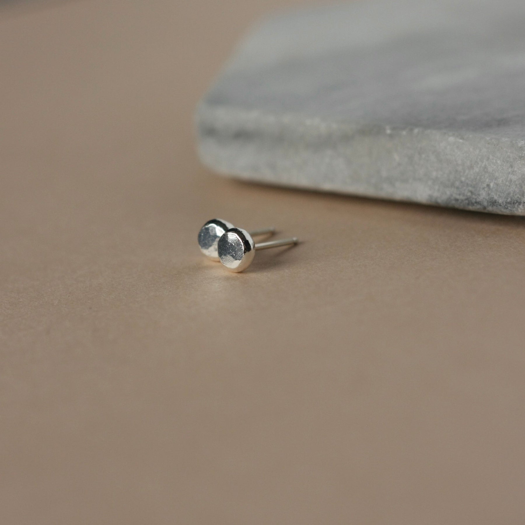 Small Fine Silver Pebble Studs